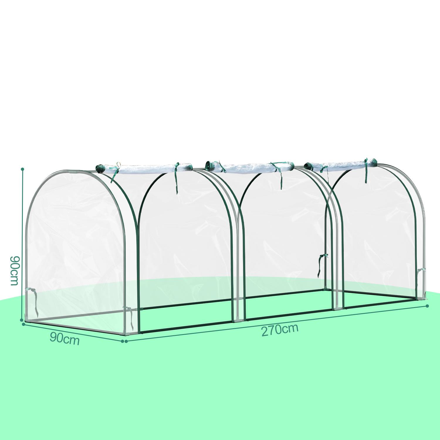 Foliengewächshaus PE Gewächshaus Tomatengewächshaus 270x90x90 cm 130 g/m², wasserdicht wetterfest Farbe: weiß
