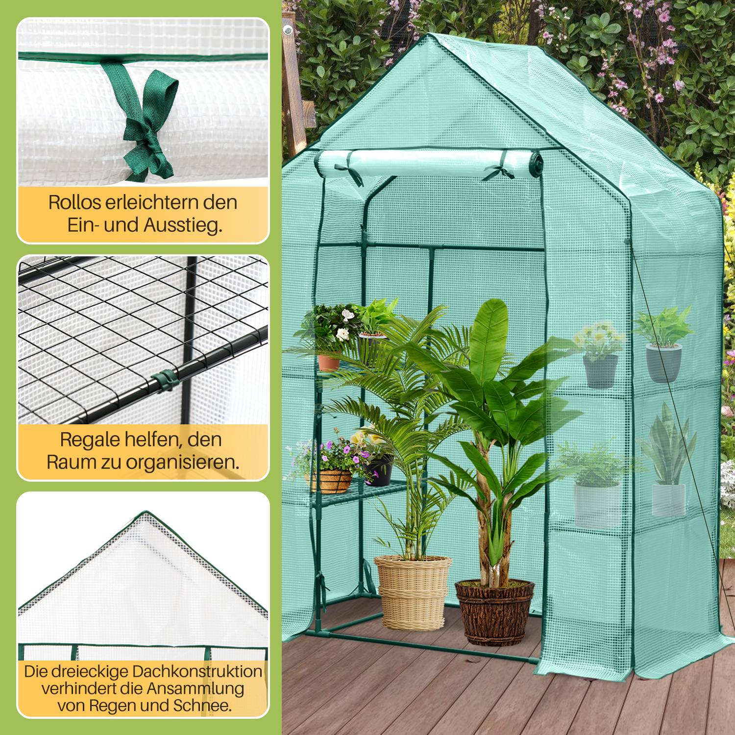 Foliengewächshaus Tomatengewächshaus 143x73x195 cm Gewächshaus Treibhaus,Grün