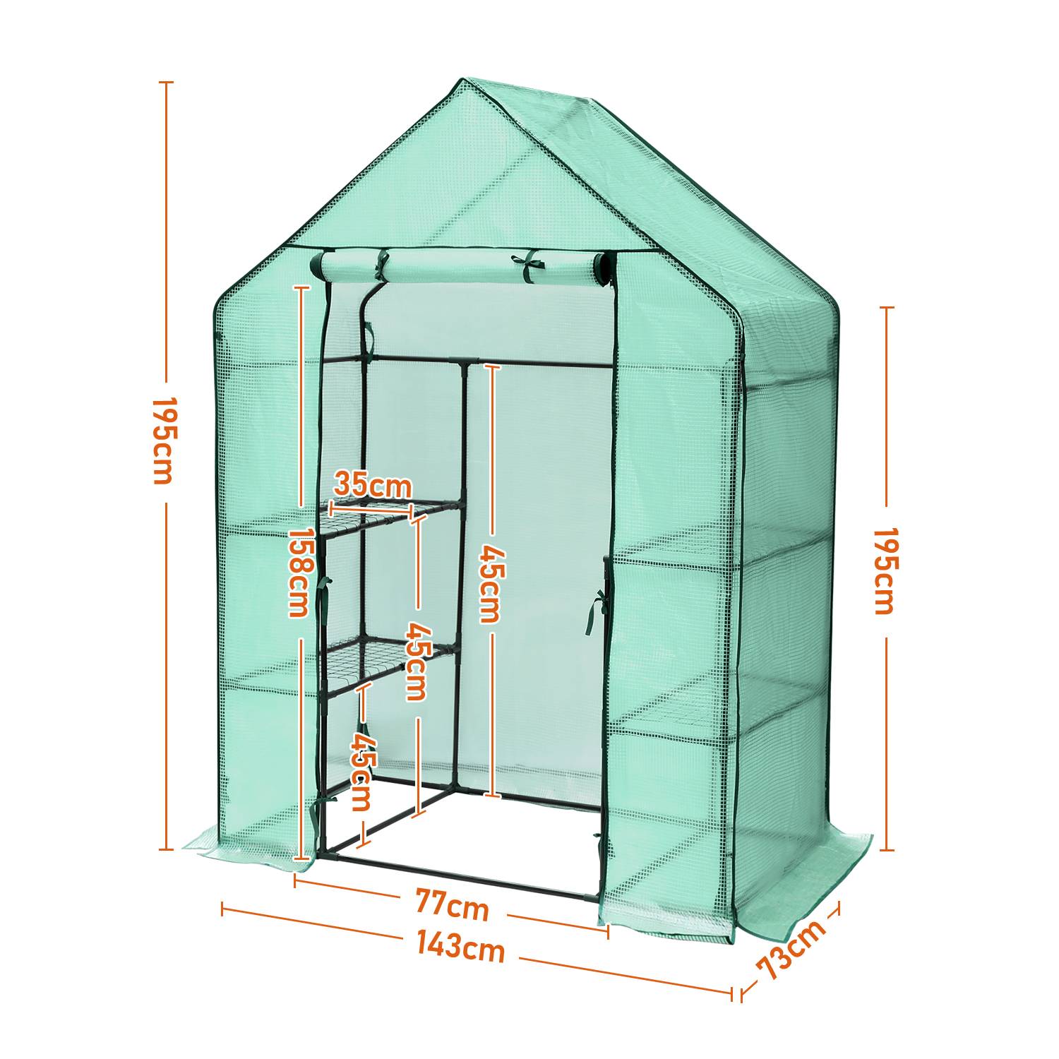 Foliengewächshaus Tomatengewächshaus 143x73x195 cm Gewächshaus Treibhaus,Grün