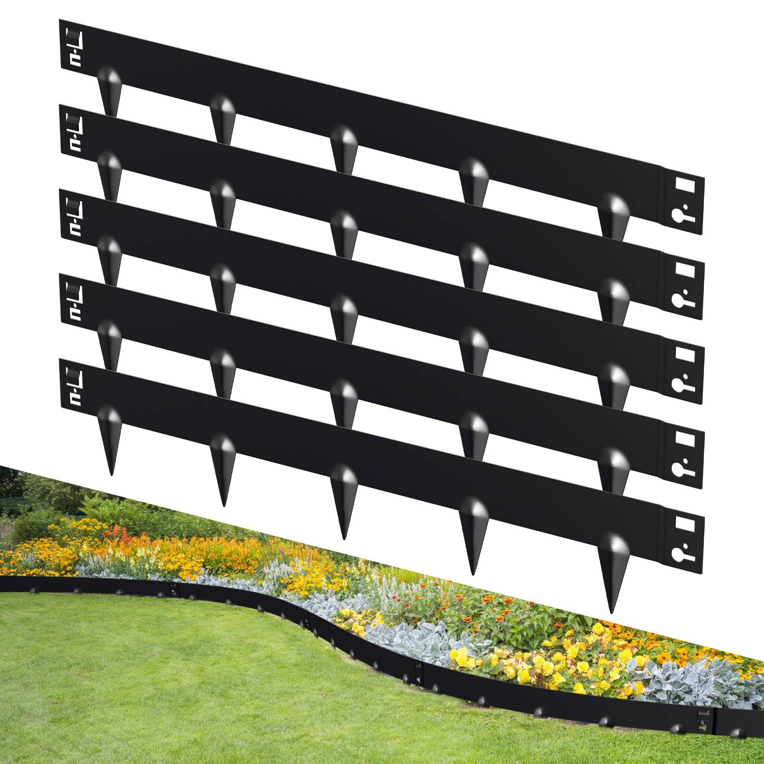 Rasenkante Schnecken Abwehr Verzinkt Blumenzaun Trennrand Gartenumrandung Stahl 100x18cm 20m Schwarz