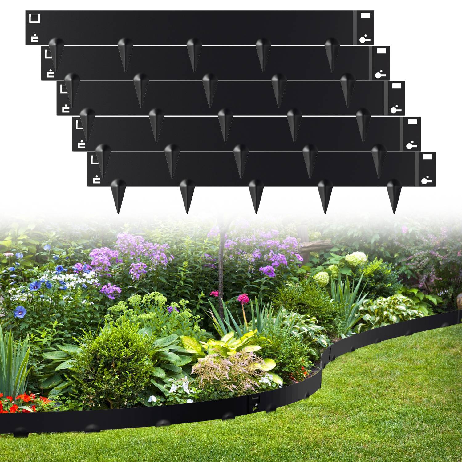 Rasenkante Schnecken Abwehr Verzinkt Blumenzaun Trennrand Gartenumrandung Stahl 100x15cm 40m Schwarz