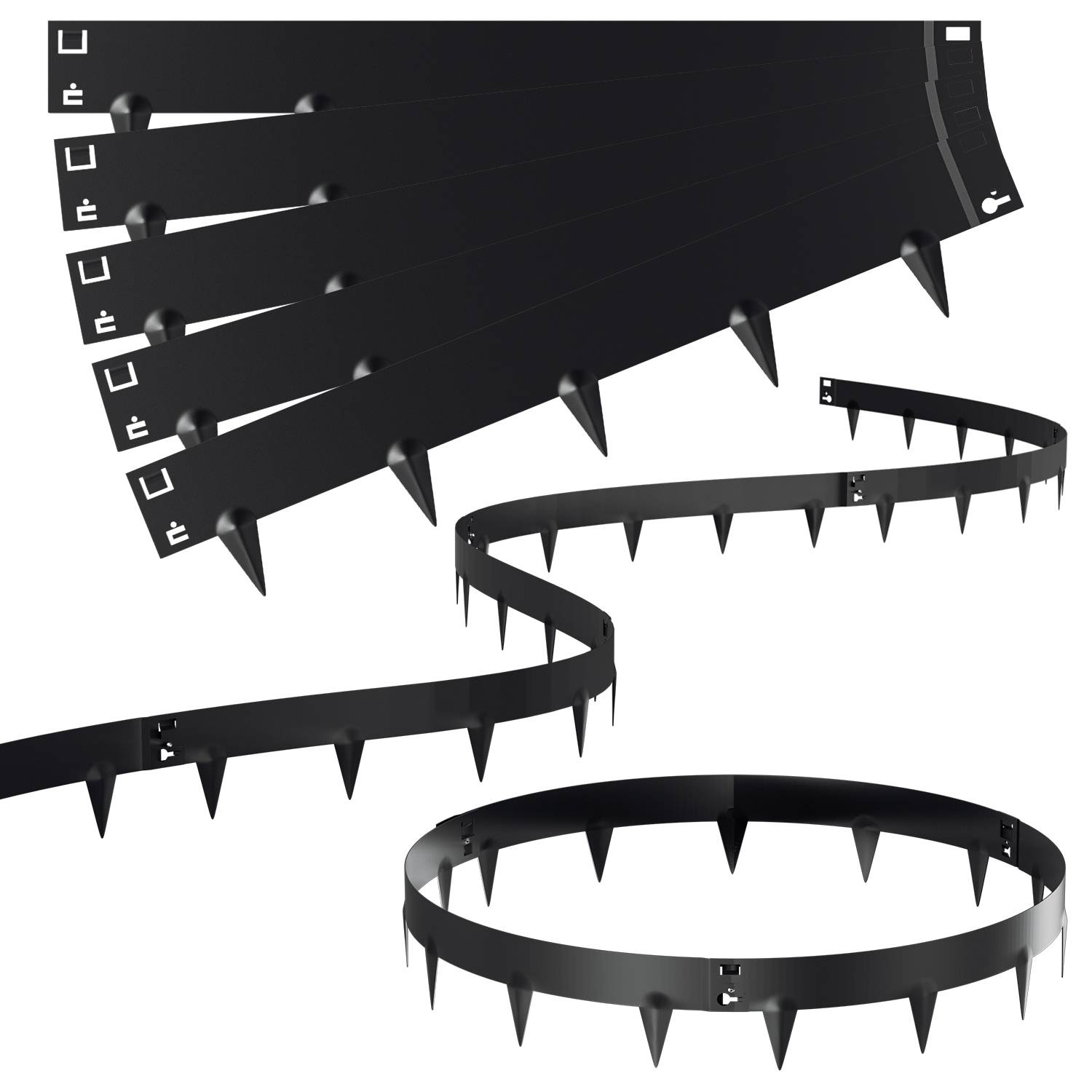 Rasenkante Schnecken Abwehr Verzinkt Blumenzaun Trennrand Gartenumrandung Stahl 100x15cm 60m Schwarz
