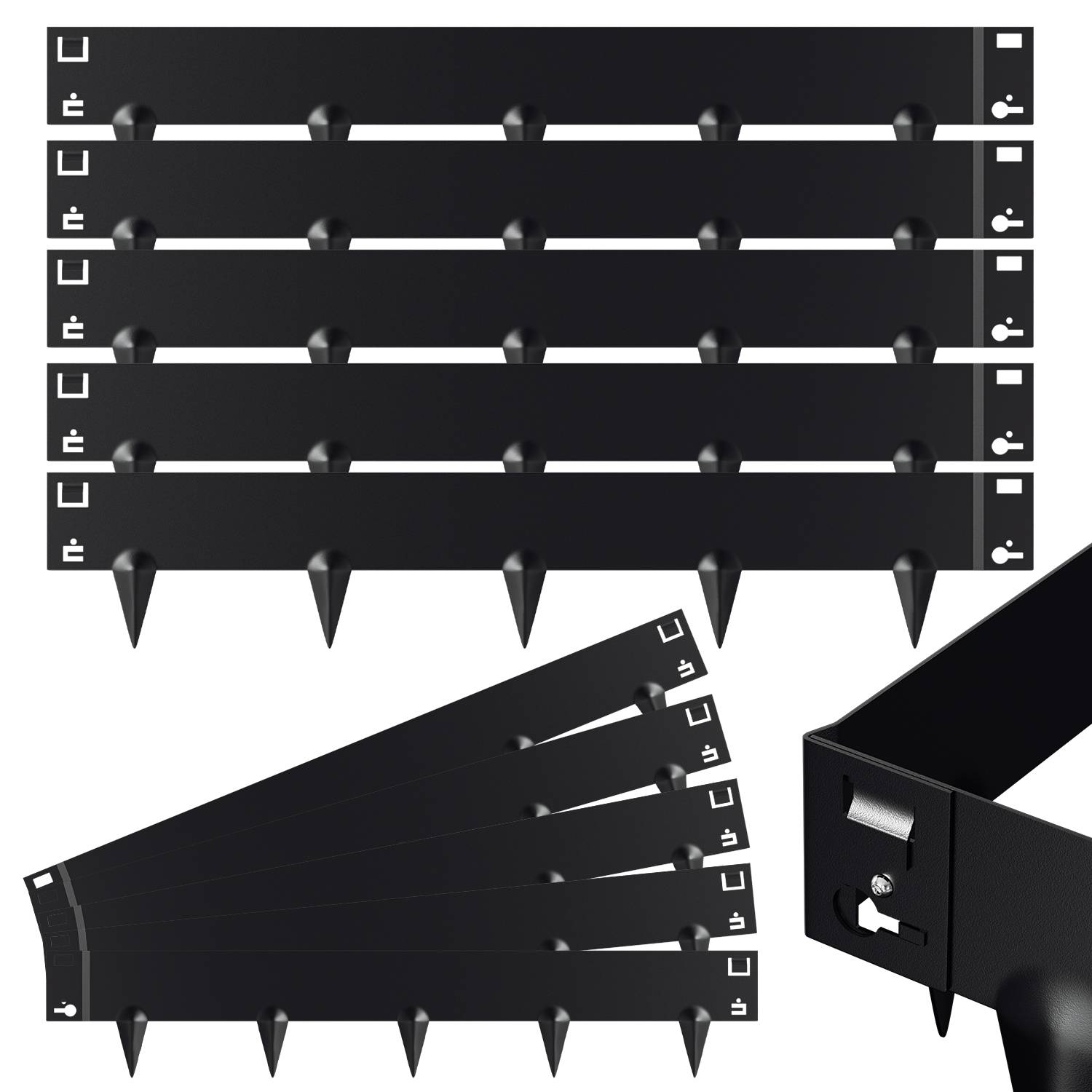 Rasenkante Schnecken Abwehr Verzinkt Blumenzaun Trennrand Gartenumrandung Stahl 100x18cm 70m Schwarz