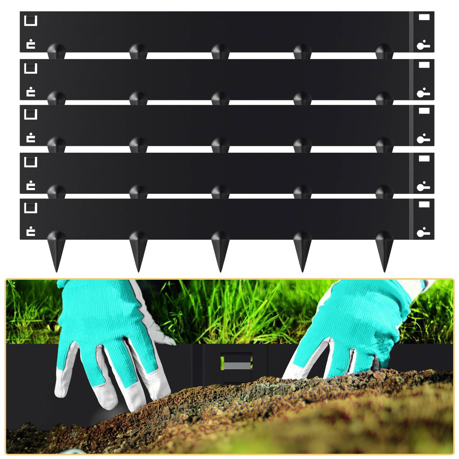 Rasenkante Schnecken Abwehr Verzinkt Blumenzaun Trennrand Gartenumrandung Stahl 100x18cm 80m Schwarz