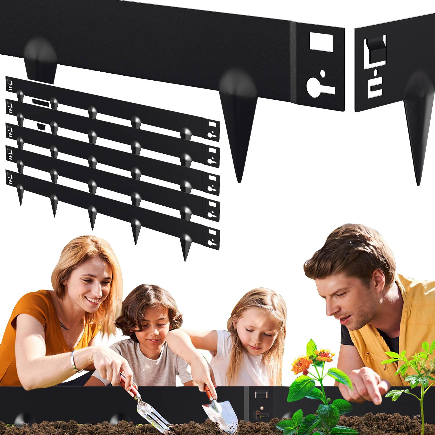 Rasenkante Schnecken Abwehr Verzinkt Blumenzaun Trennrand Gartenumrandung Stahl 100x15cm 90m Schwarz