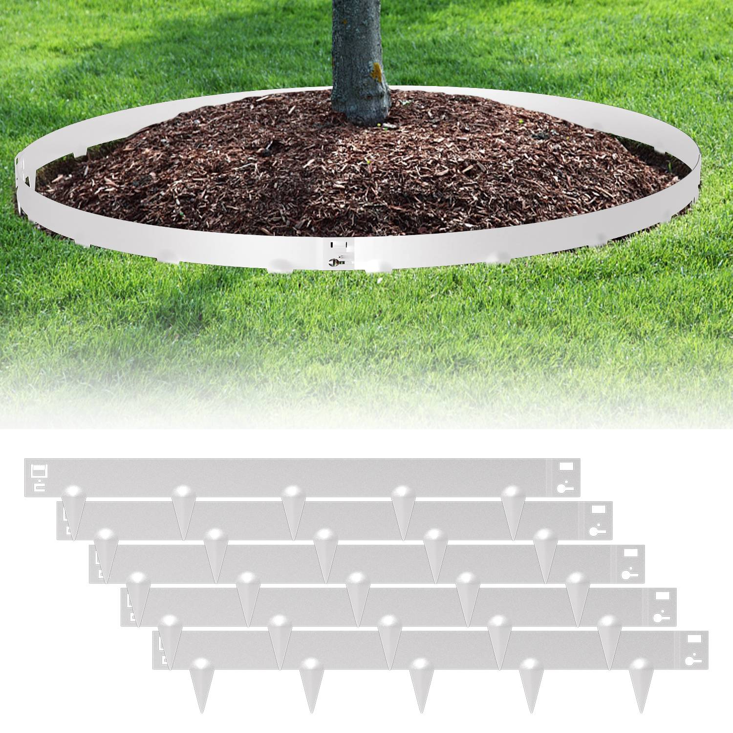 Rasenkante Schnecken Abwehr Verzinkt Blumenzaun Trennrand Gartenumrandung Stahl 100x18cm 5m Silber