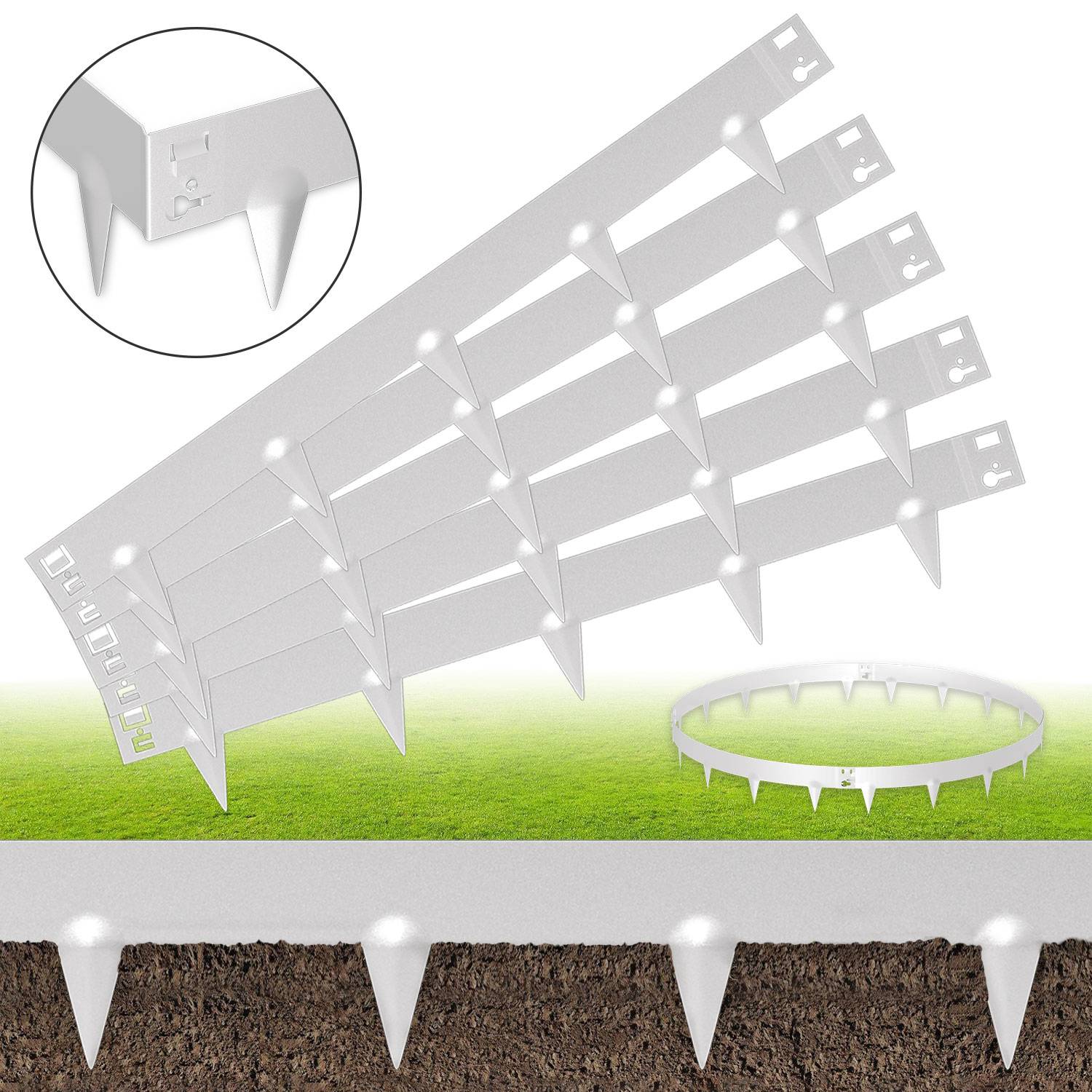 Rasenkante Schnecken Abwehr Verzinkt Blumenzaun Trennrand Gartenumrandung Stahl 100x18cm 90m Silber