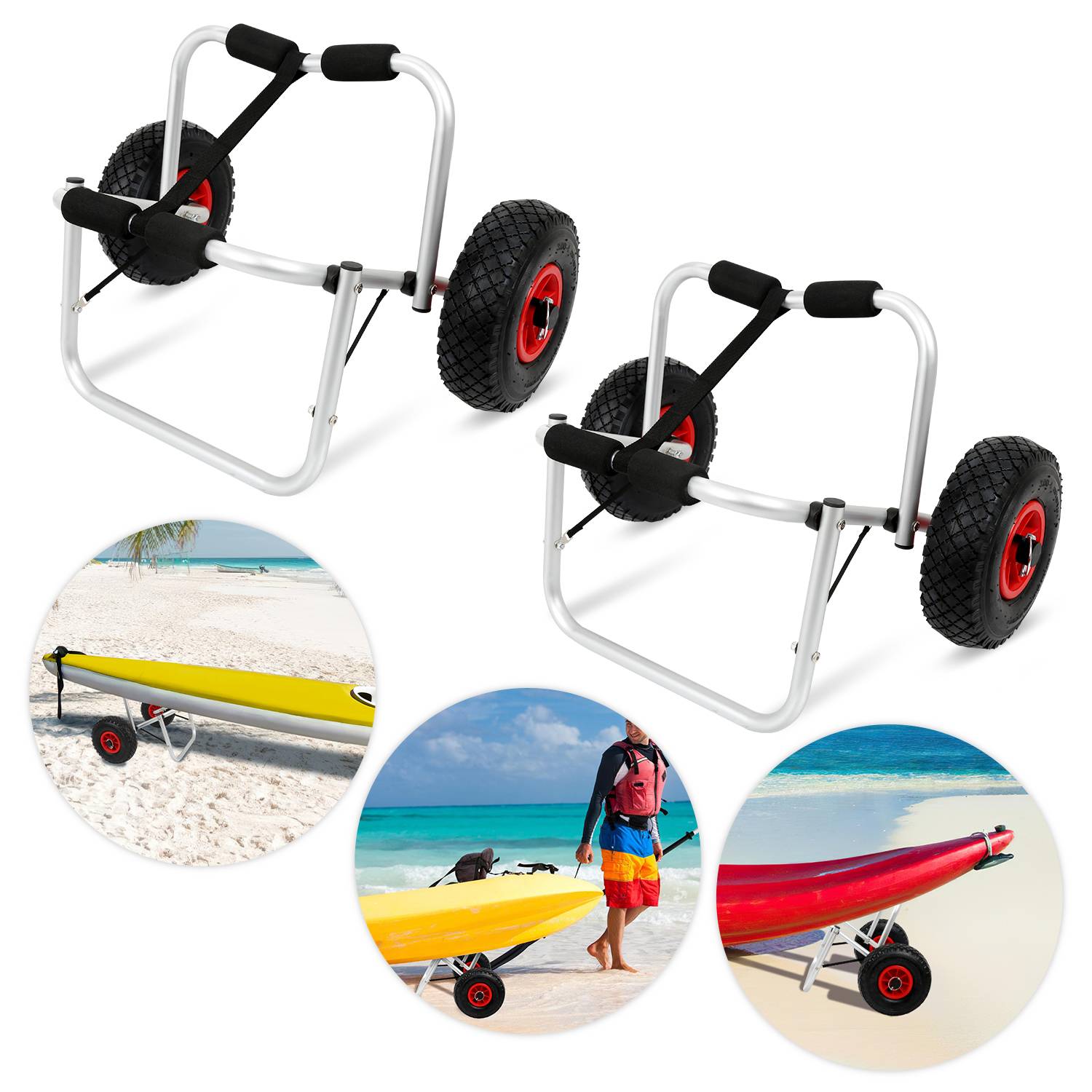 Kajakwagen Kanuwagen Surfwagen Aluminium Kajak Kanu Bootstrailer Alu 2pcs