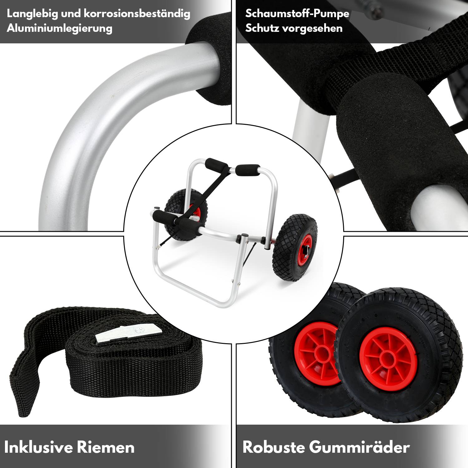 Kajakwagen Kanuwagen Surfwagen Aluminium Kajak Kanu Bootstrailer Alu 2pcs