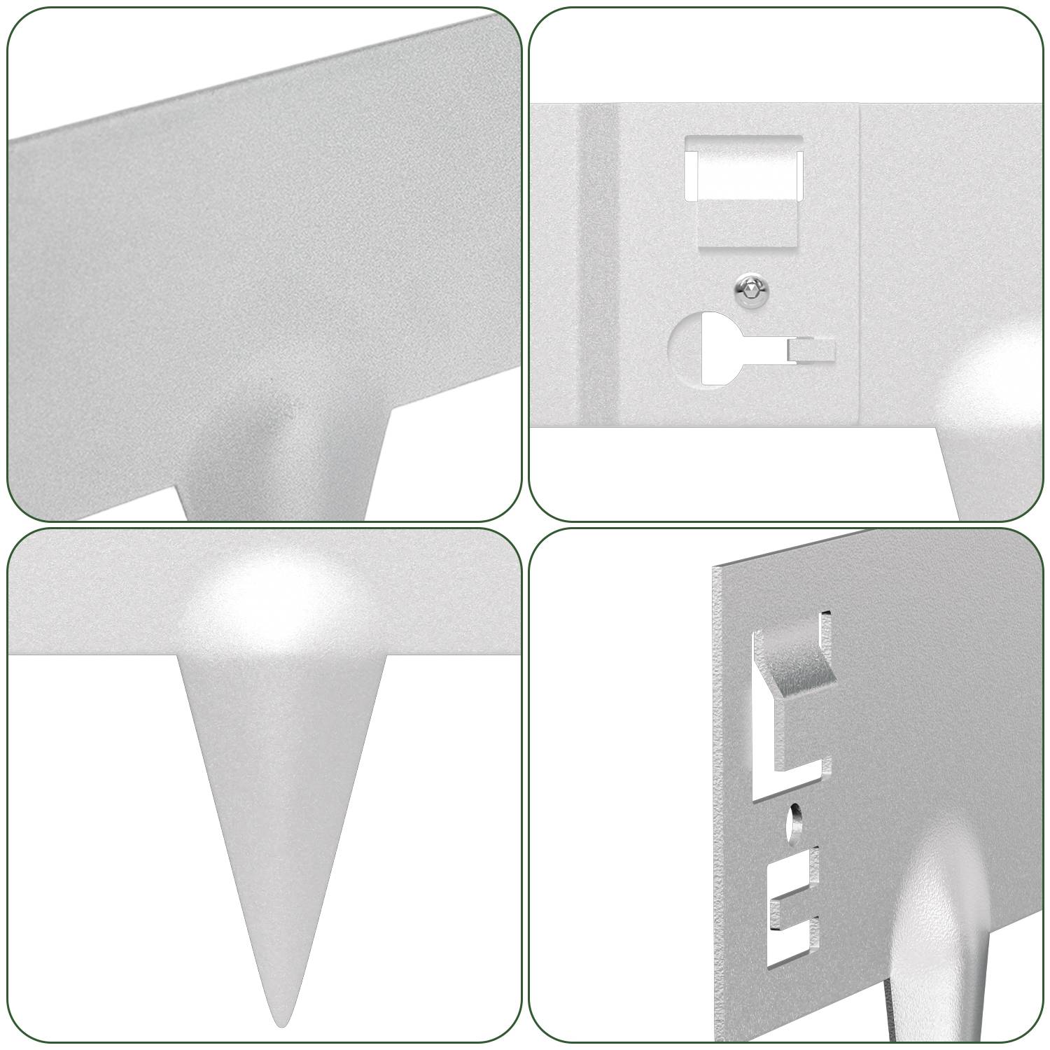 Rasenkante mit Spitzen Metall 100 x 18 cm 25m Beeteinfassung Mähkante Verzinkt Wegbegrenzung Beetumrandung Palisade Silber
