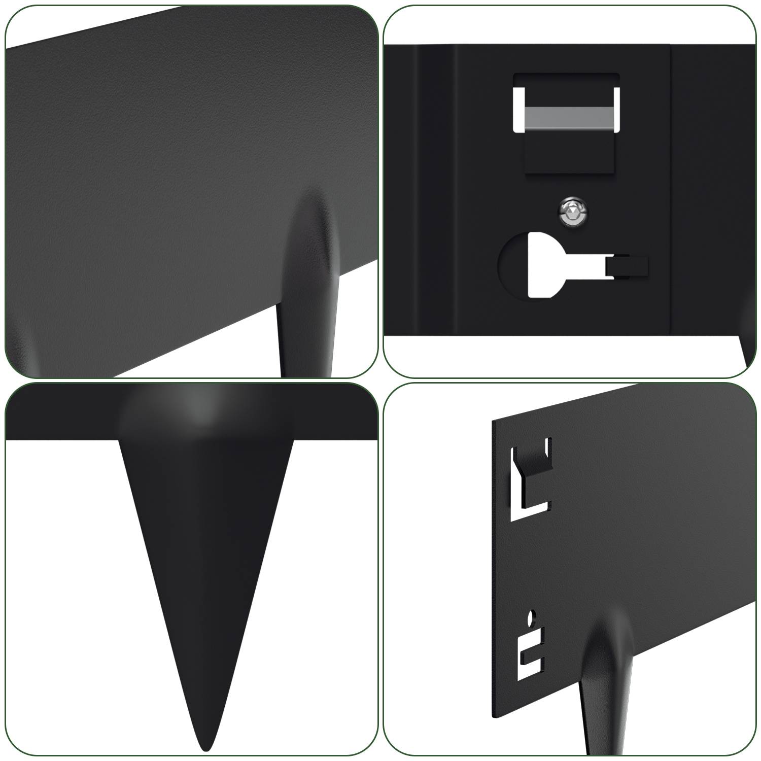 Rasenkante mit Spitzen Metall 100 x 15 cm 20m Beeteinfassung Mähkante Verzinkt Wegbegrenzung Beetumrandung Palisade Schwarz
