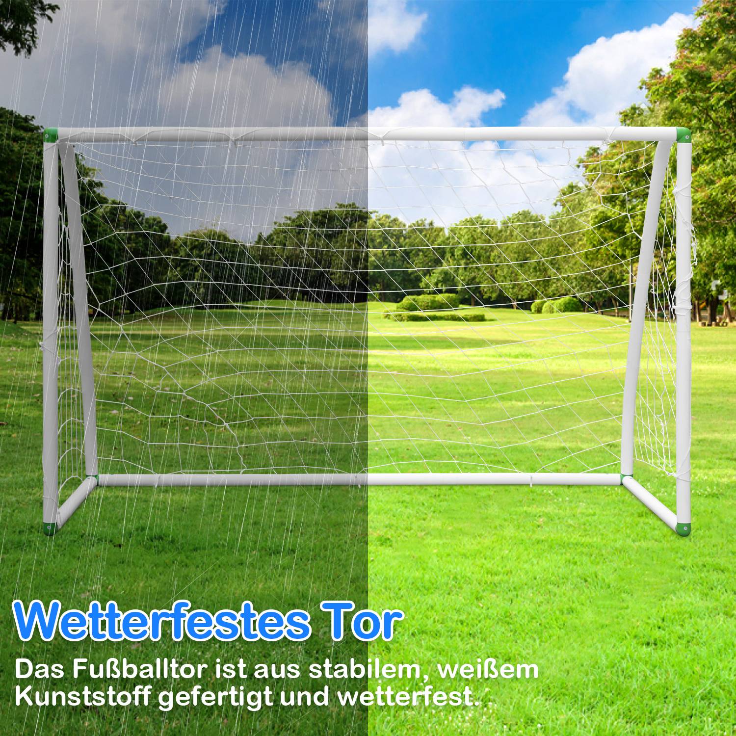 Fußballtor PVC-Rahmen mit Schnappsystem 180x120x80cm Fussballtore für den Garten oder Park 1 Stück