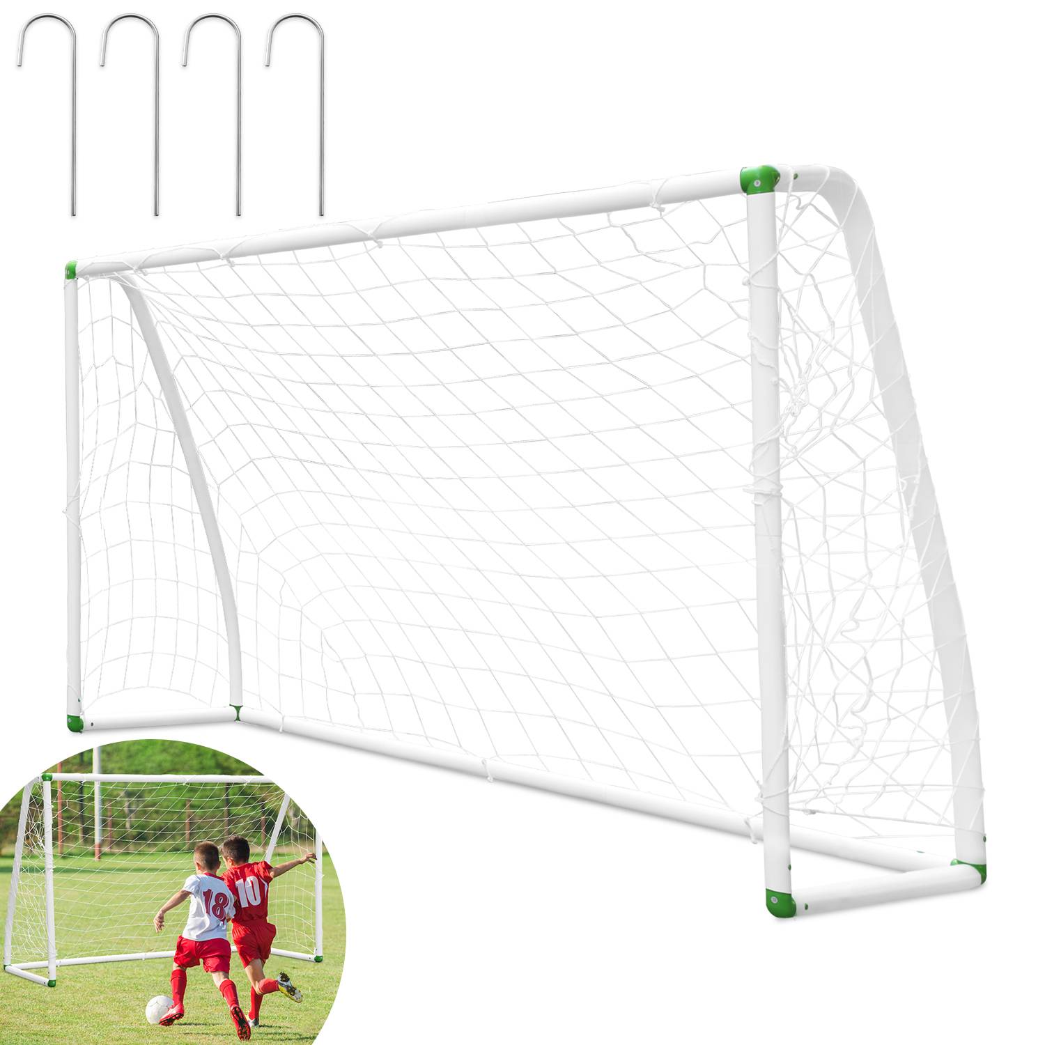 Fußballtor PVC-Rahmen mit Schnappsystem 244x155x90cm Fussballtore für den Garten oder Park 1 Stück