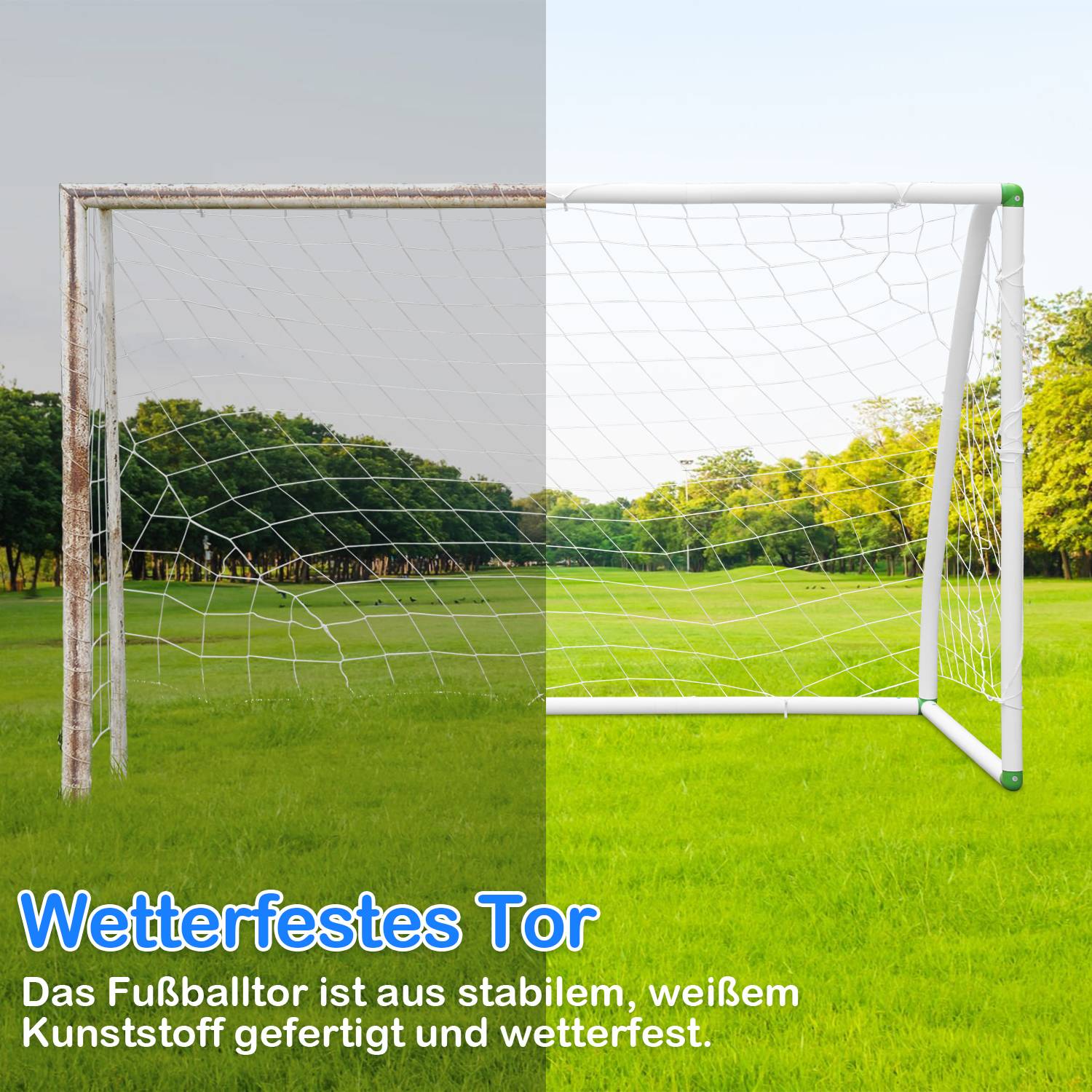 Fußballtor PVC-Rahmen mit Schnappsystem 244x155x90cm Fussballtore für den Garten oder Park 2 Stück