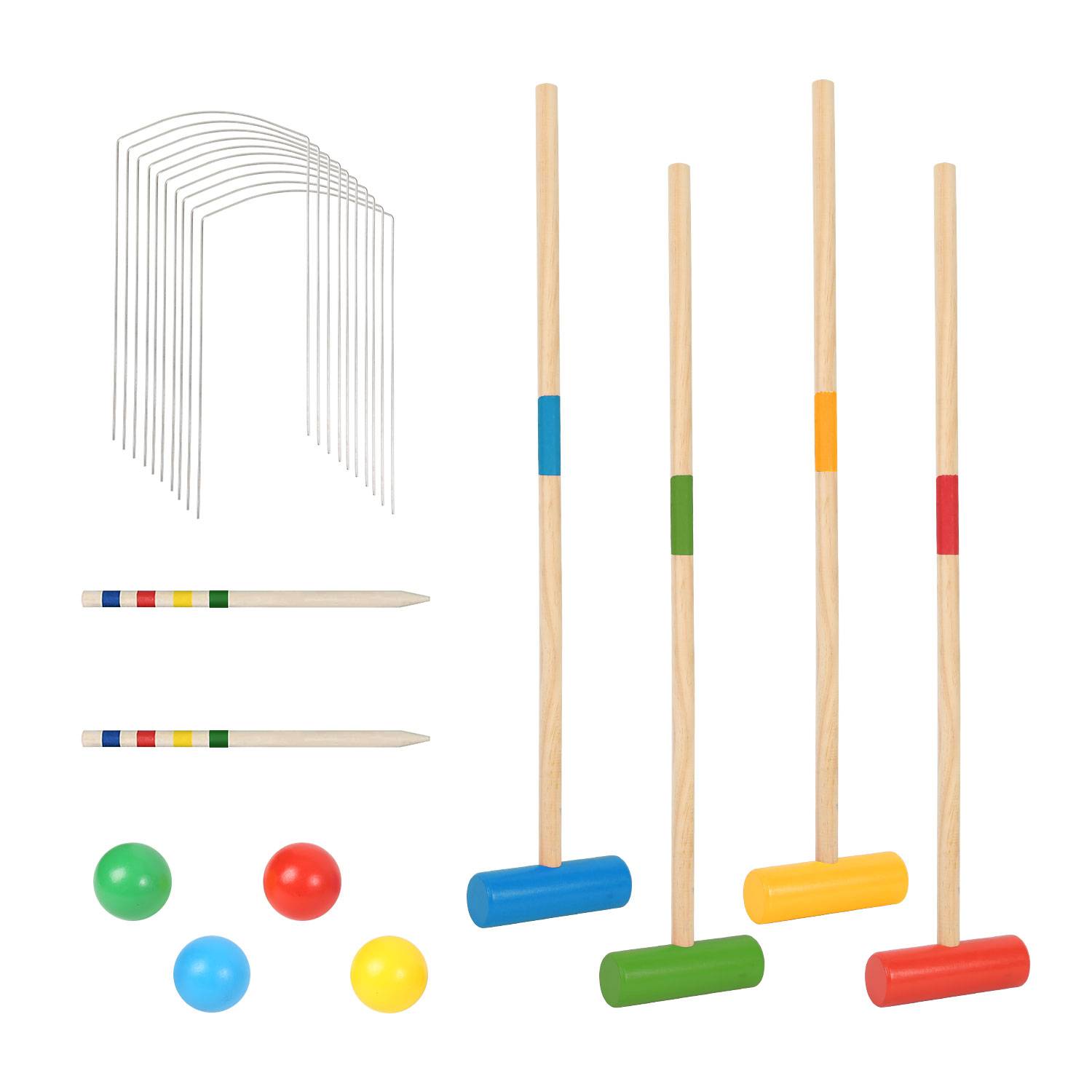 Krocket Spiel aus Holz für 4 Spieler für den Außenbereich Holzspiel Komplettset