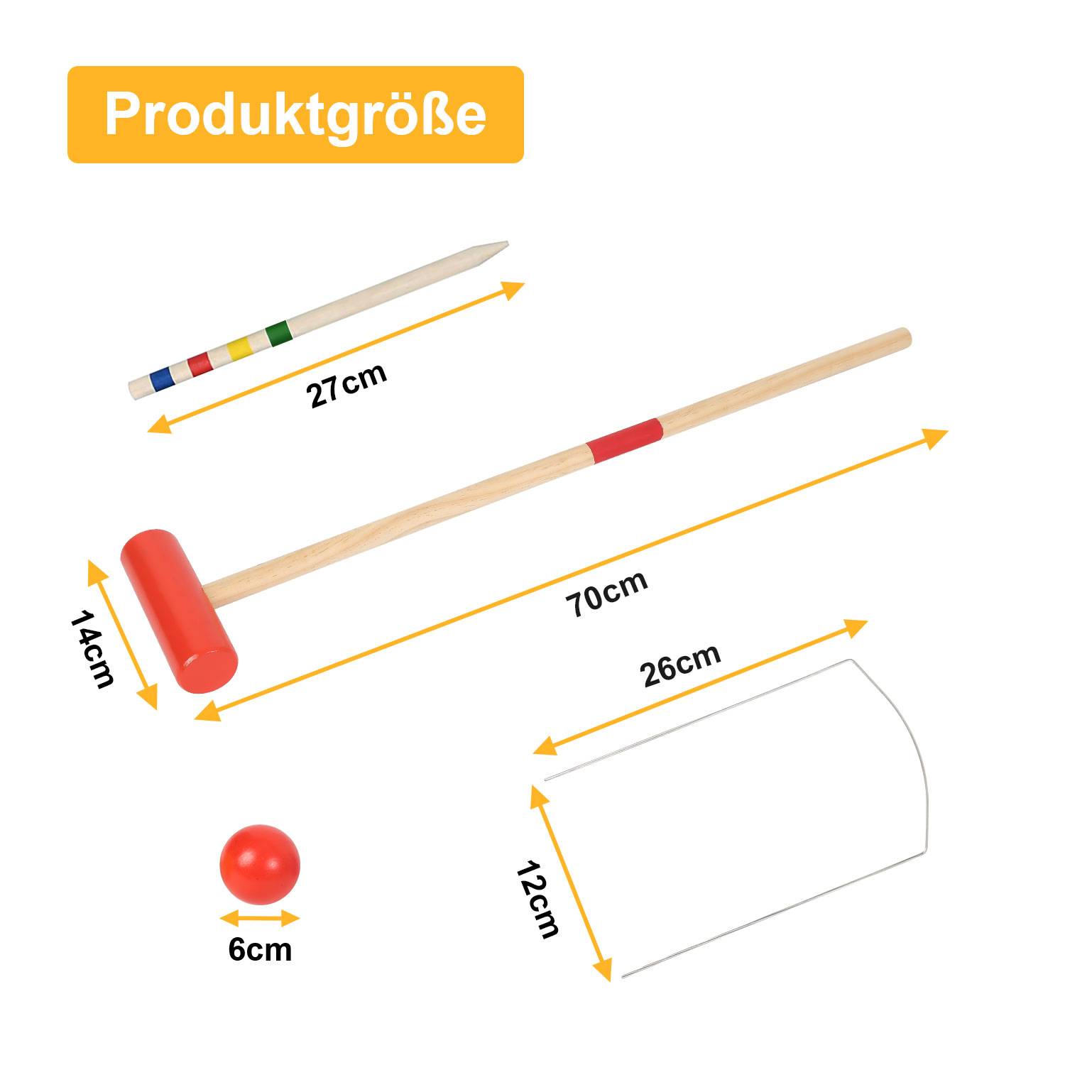 Krocket Spiel aus Holz für 4 Spieler für den Außenbereich Holzspiel Komplettset