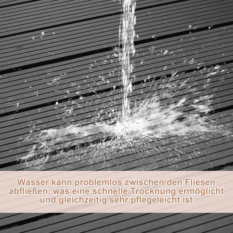 Terrassenfliesen aus Kunststoff, Klicksystem, WPC Fliese，30 x 30cm, 22 Stück (2m²)