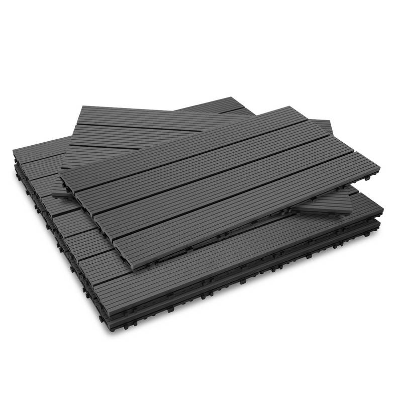 Terrassenfliesen Balkon, WPC Fliesen Wasserfilterbar Terrassen Garten, Anthrazit 30x60cm 6 Stück