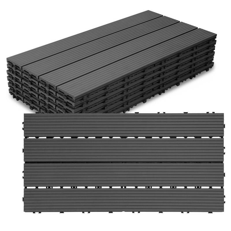 Terrassenfliesen Balkon, WPC Fliesen Wasserfilterbar Terrassen Garten, Anthrazit 30x60cm 30 Stück