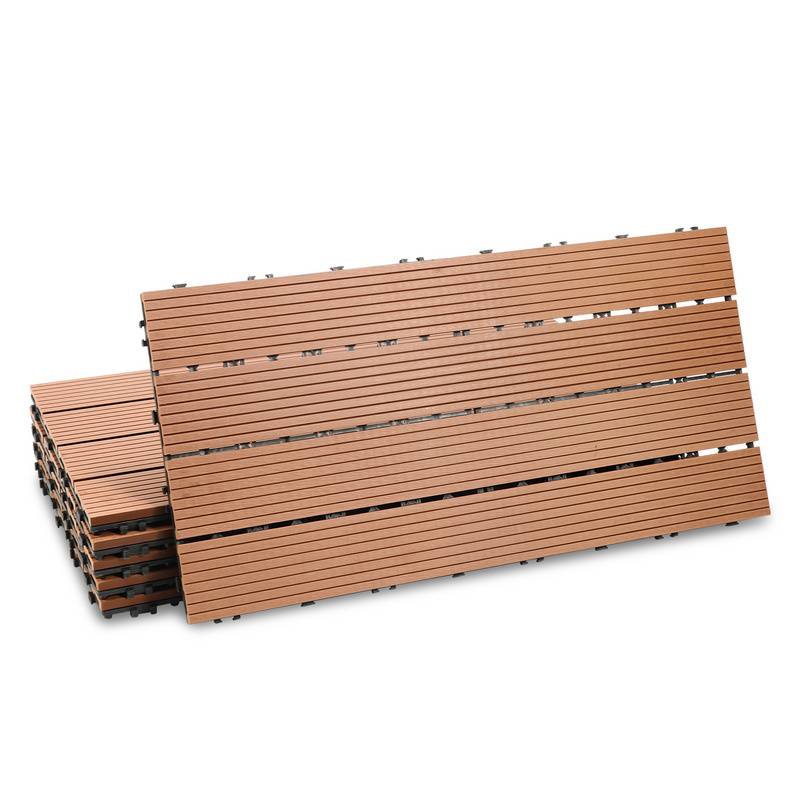 Terrassenfliesen Balkon, WPC Fliesen Wasserfilterbar Terrassen Garten, Braun 30x60cm 30 Stück