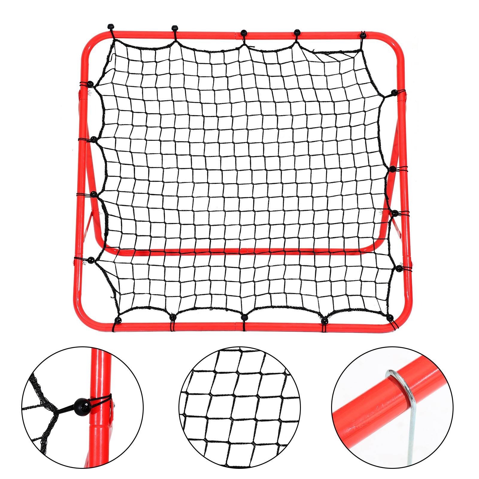 Fußball Rebounder klappbar Verstellbar Kickback Rebound für Übungen, Fußballschuss Tornetz mit 4 Heringe 100x100x70 cm Rot