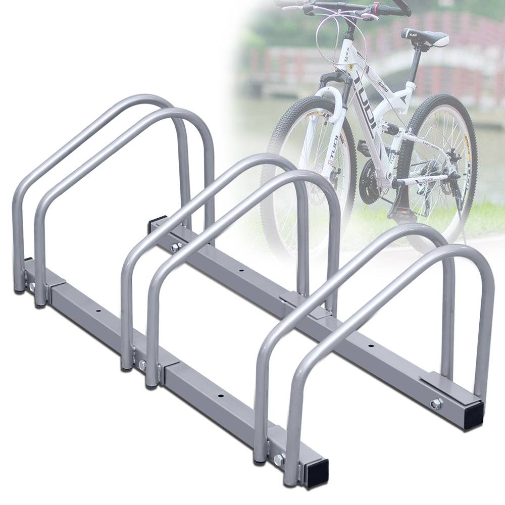 Fahrradständer für 3 Fahrräder, 70.5x32x26cm, aus verzinkt Stahl, Radständer, känn Boden/Wandmontage, für Reifenbreiten 3,5 - 5,5 cm, Silber