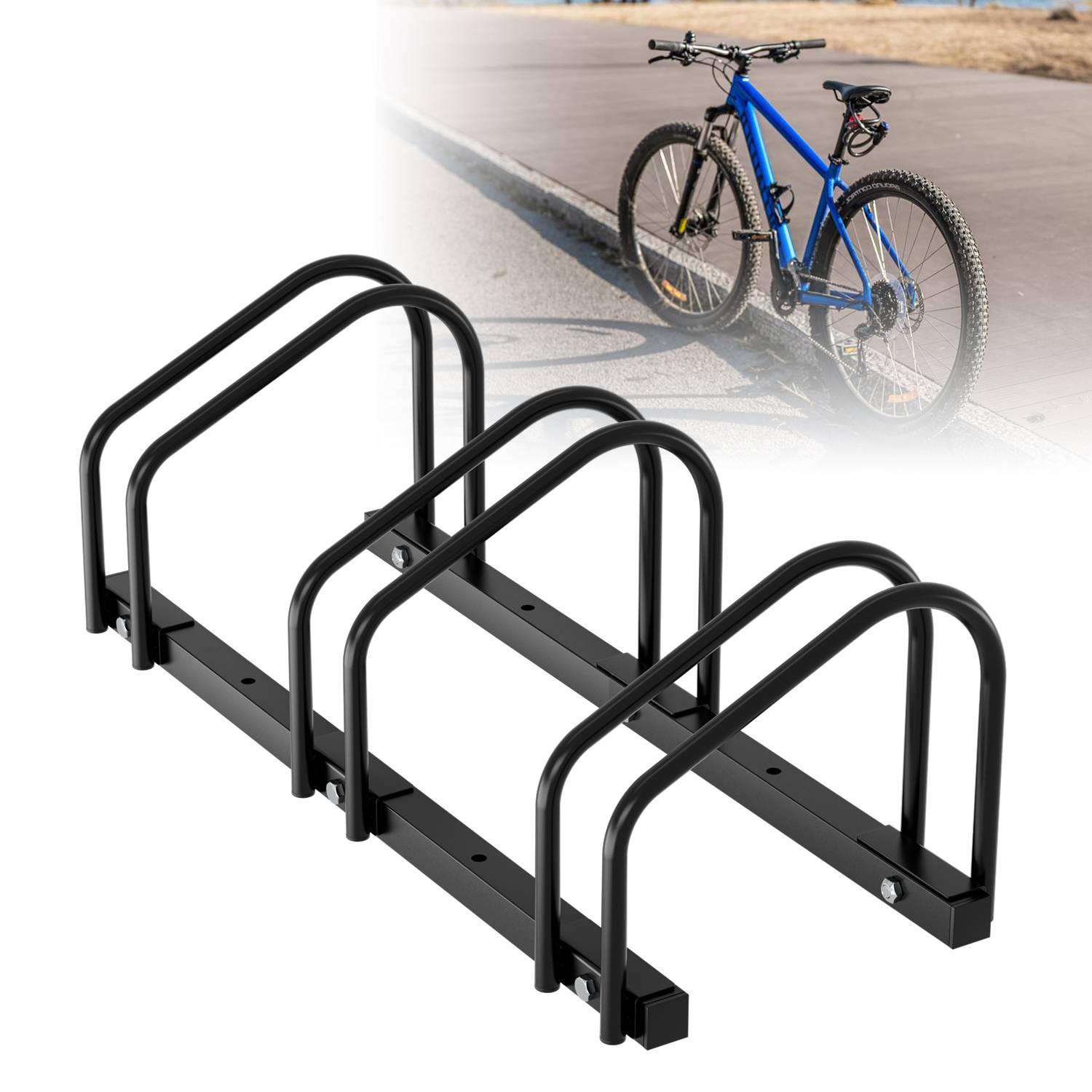 Fahrradständer für 3 Fahrräder, 70.5x32x26cm, aus verzinkt Stahl, Radständer, känn Boden/Wandmontage, für Reifenbreiten 3,5 - 5,5 cm, Schwarz