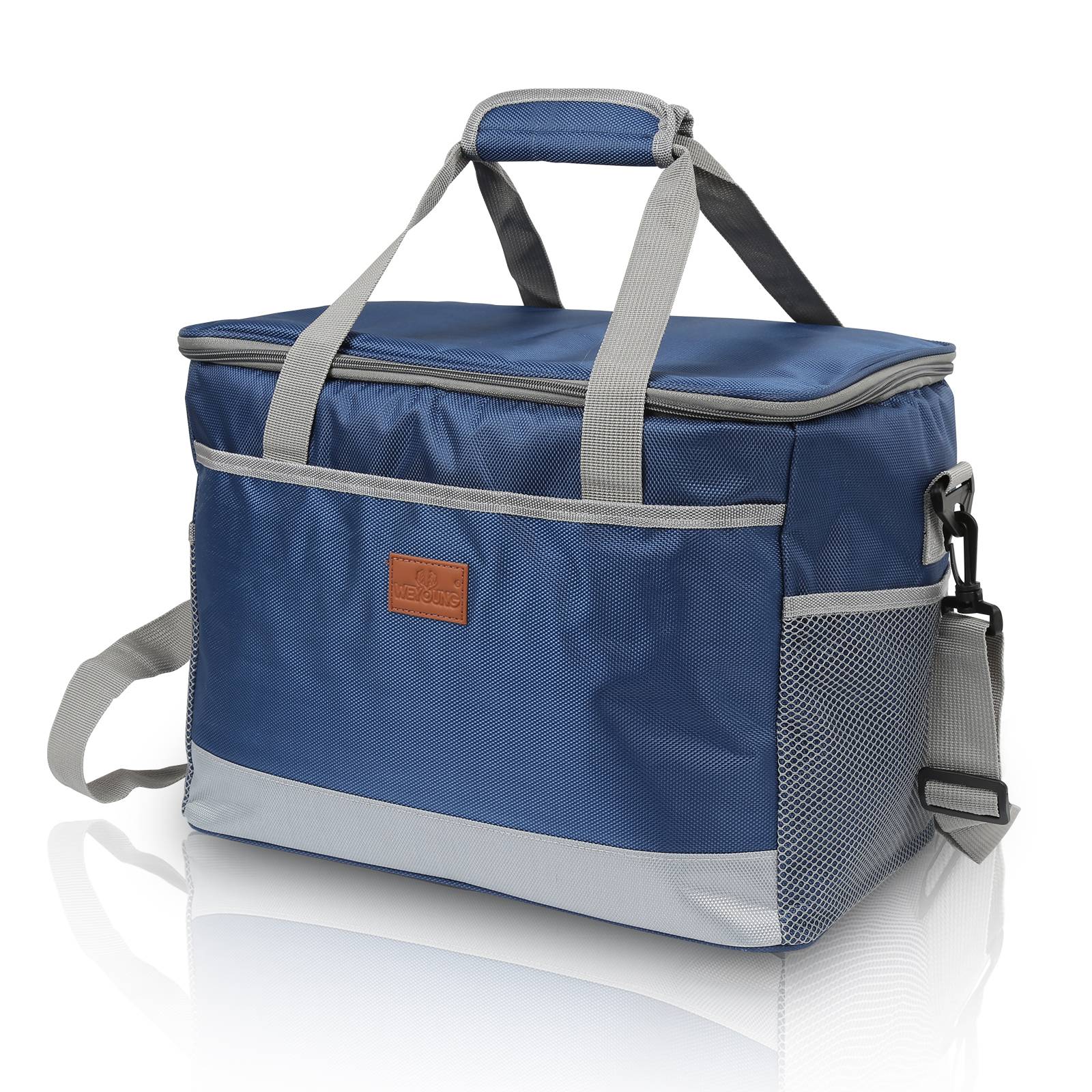 25 L Kühltasche Isoliertasche Thermotasche Wasserfest Picknicktasche Faltbar Kühlbox mit 2er-Set Kühlakkus Kühlelemente Camping Lunch Blau