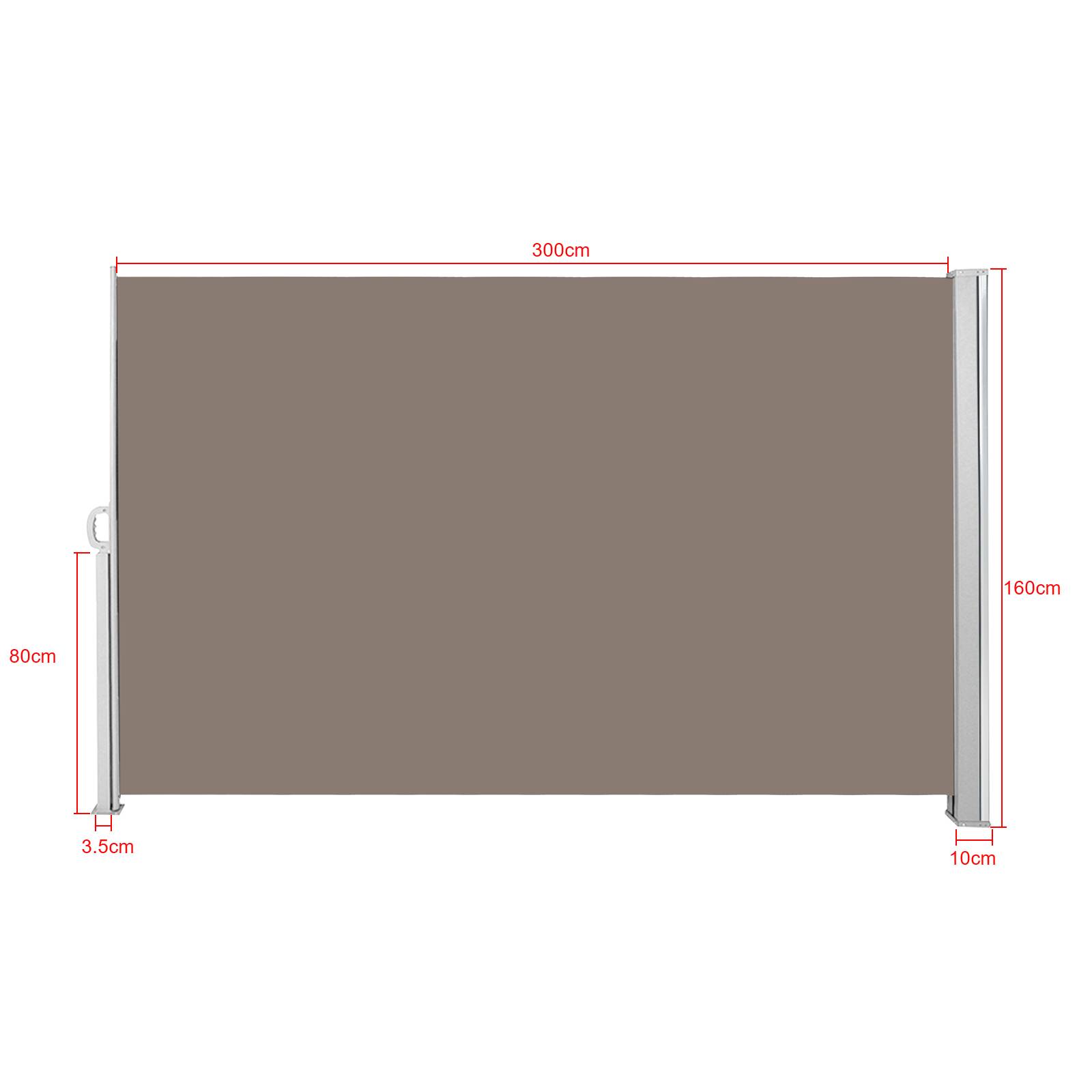 Seitenmarkise 160x300cm Sichtschutz Ausziehbar Blickdicht Sonnenschutz Markise Balkon Terrasse Garten Seitenrollo Windschutz Brau