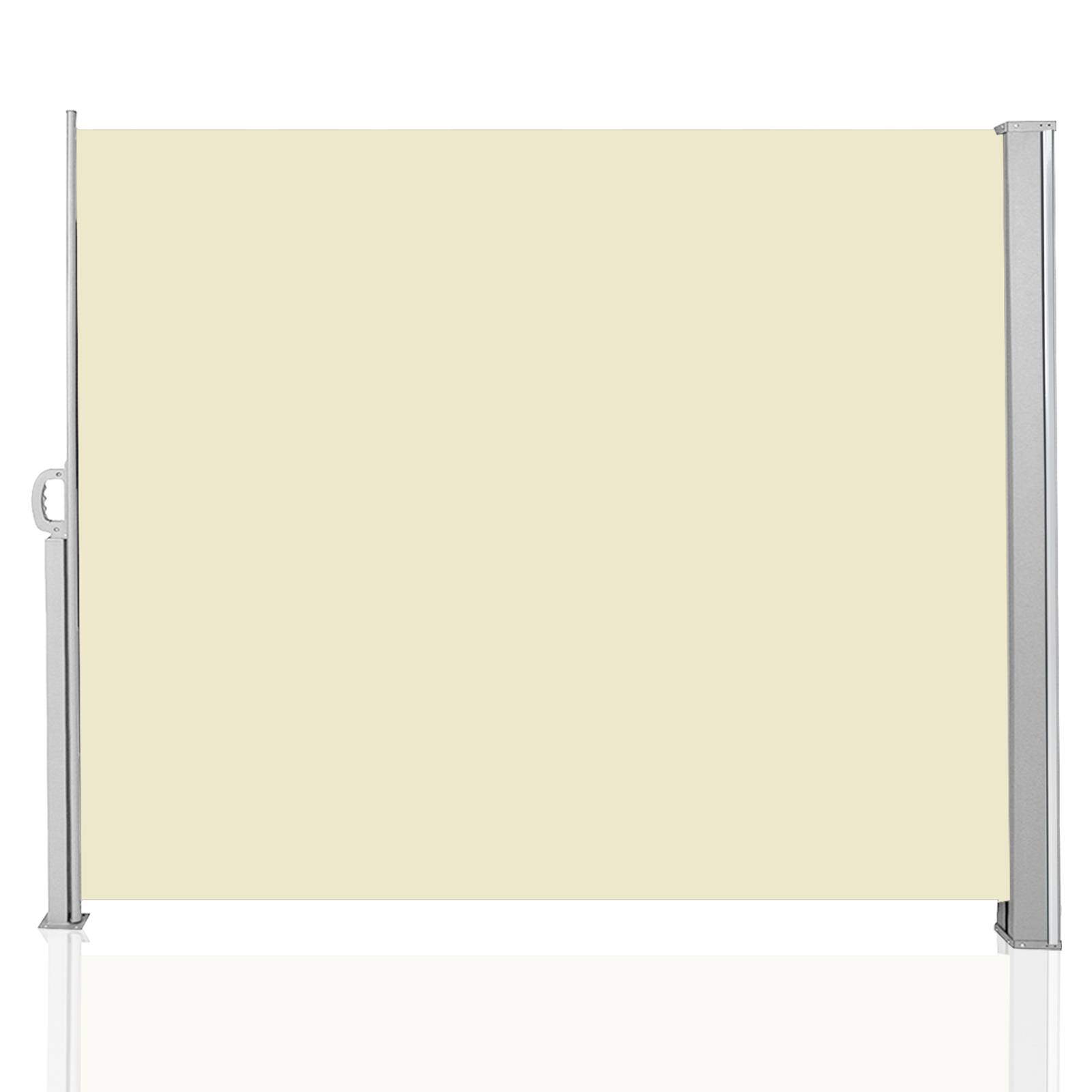 Seitenmarkise 160x300cm Sichtschutz Ausziehbar Blickdicht Sonnenschutz Markise Balkon Terrasse Garten Seitenrollo Windschutz Beige