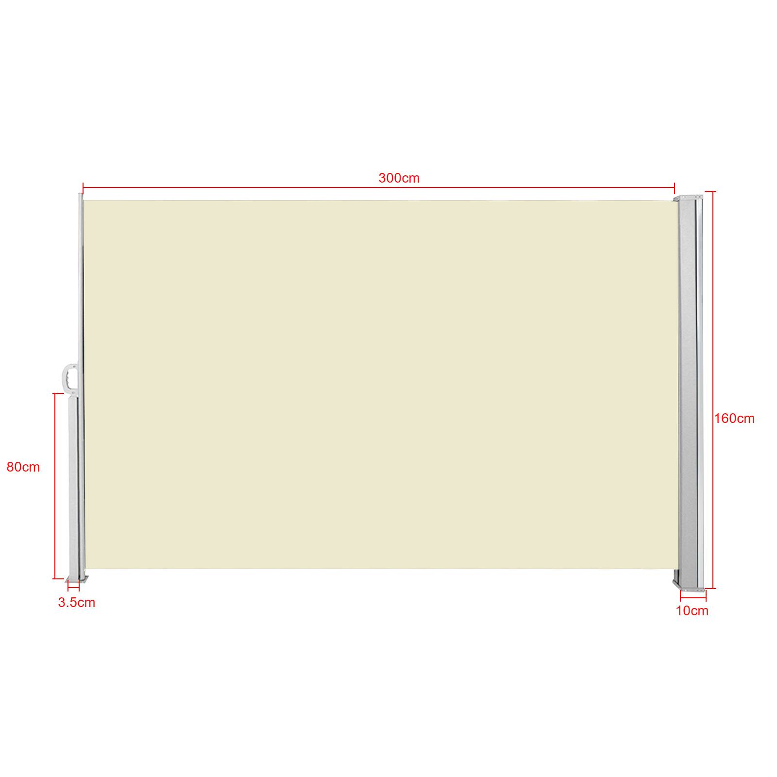 Seitenmarkise 160x300cm Sichtschutz Ausziehbar Blickdicht Sonnenschutz Markise Balkon Terrasse Garten Seitenrollo Windschutz Beige