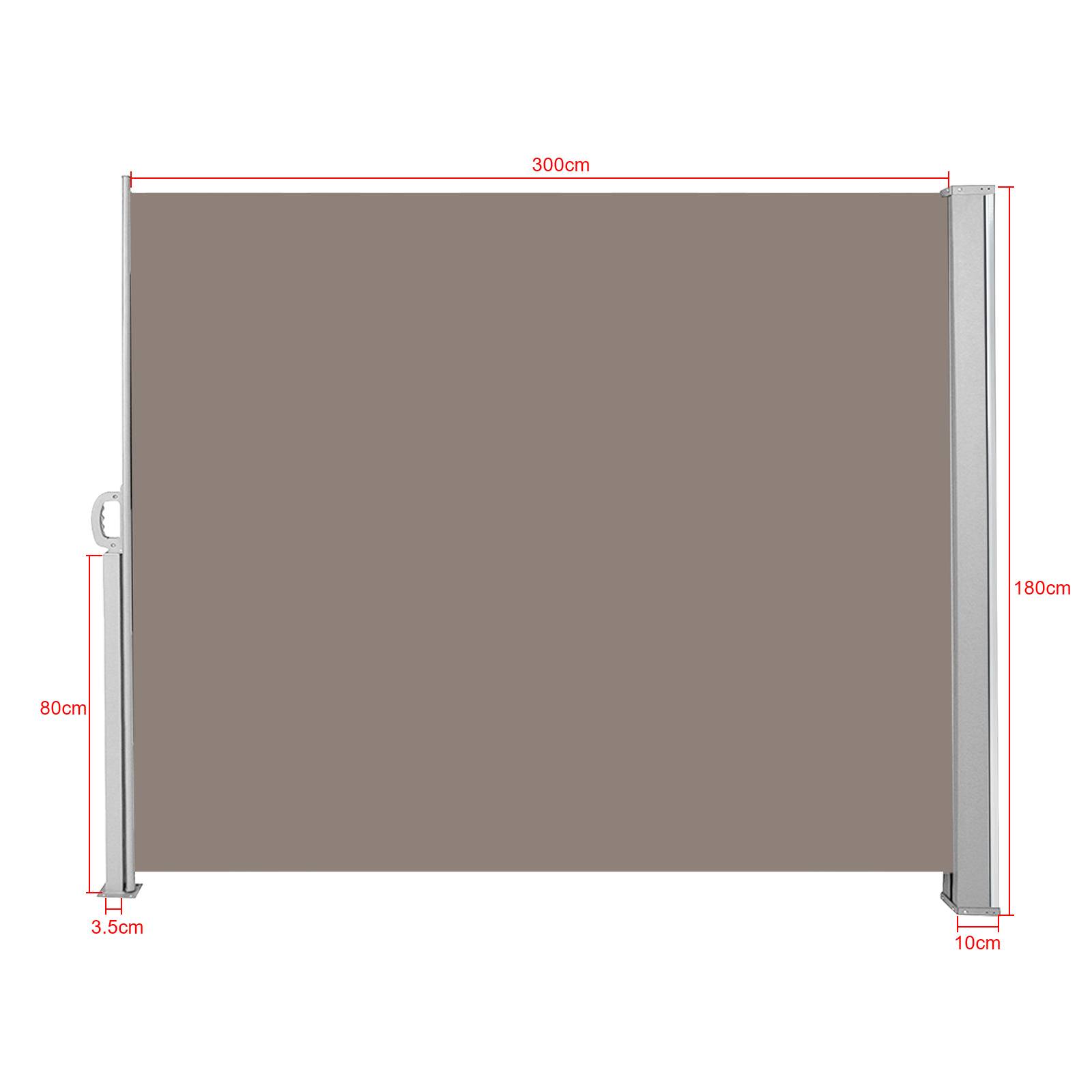 Seitenmarkise 180x300cm Sichtschutz Ausziehbar Blickdicht Sonnenschutz Markise Balkon Terrasse Garten Seitenrollo Windschutz Brau