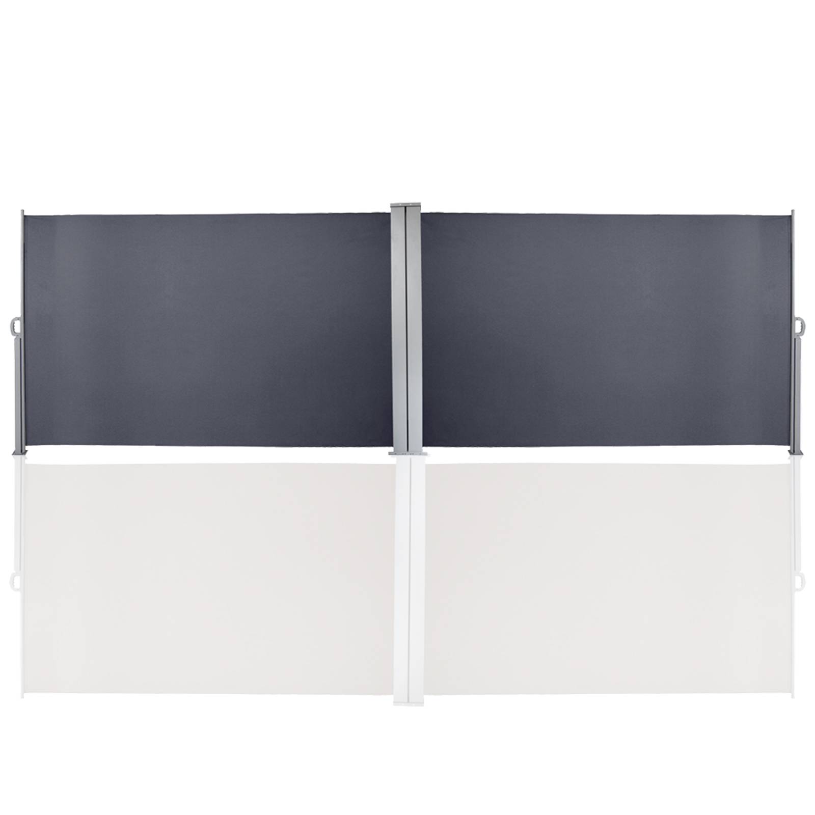 Doppel Seitenmarkise 180x600cm Sichtschutz Ausziehbar Blickdicht Sonnenschutz Markise Balkon Terrasse Garten Seitenrollo Windschutz Grau