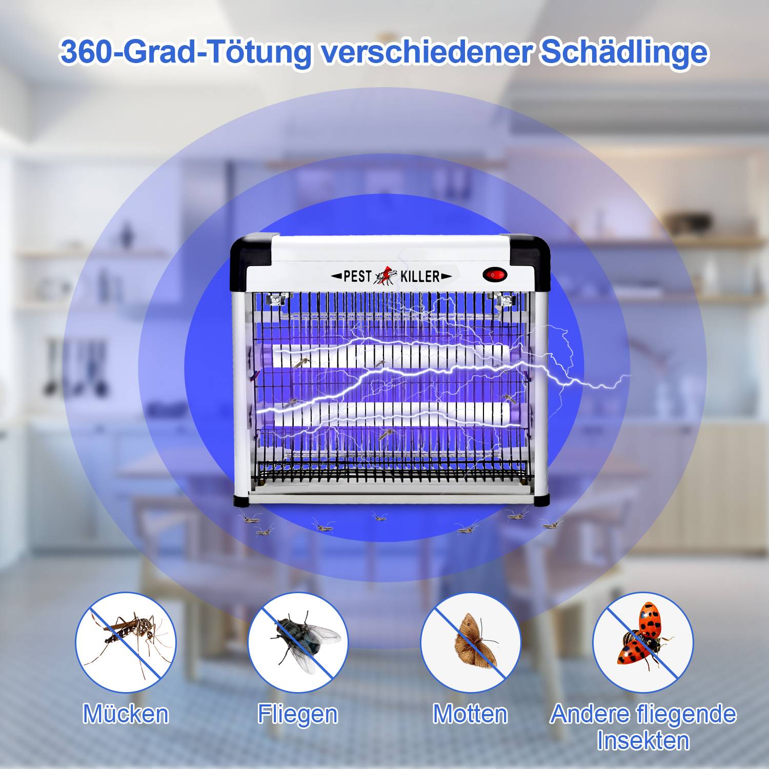 12W Elektrischer Insektenvernichter LED UV-Licht Mückenlampe Insektenfalle Insektenlampe Mückenvernichter Fliegenfalle Moskito Mückenfalle