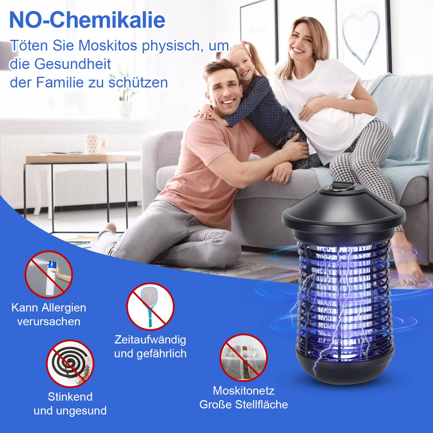 18W Elektrischer Insektenvernichter LED UV-Licht Mückenlampe Insektenfalle Insektenlampe Mückenvernichter Fliegenfalle Moskito Mückenfalle