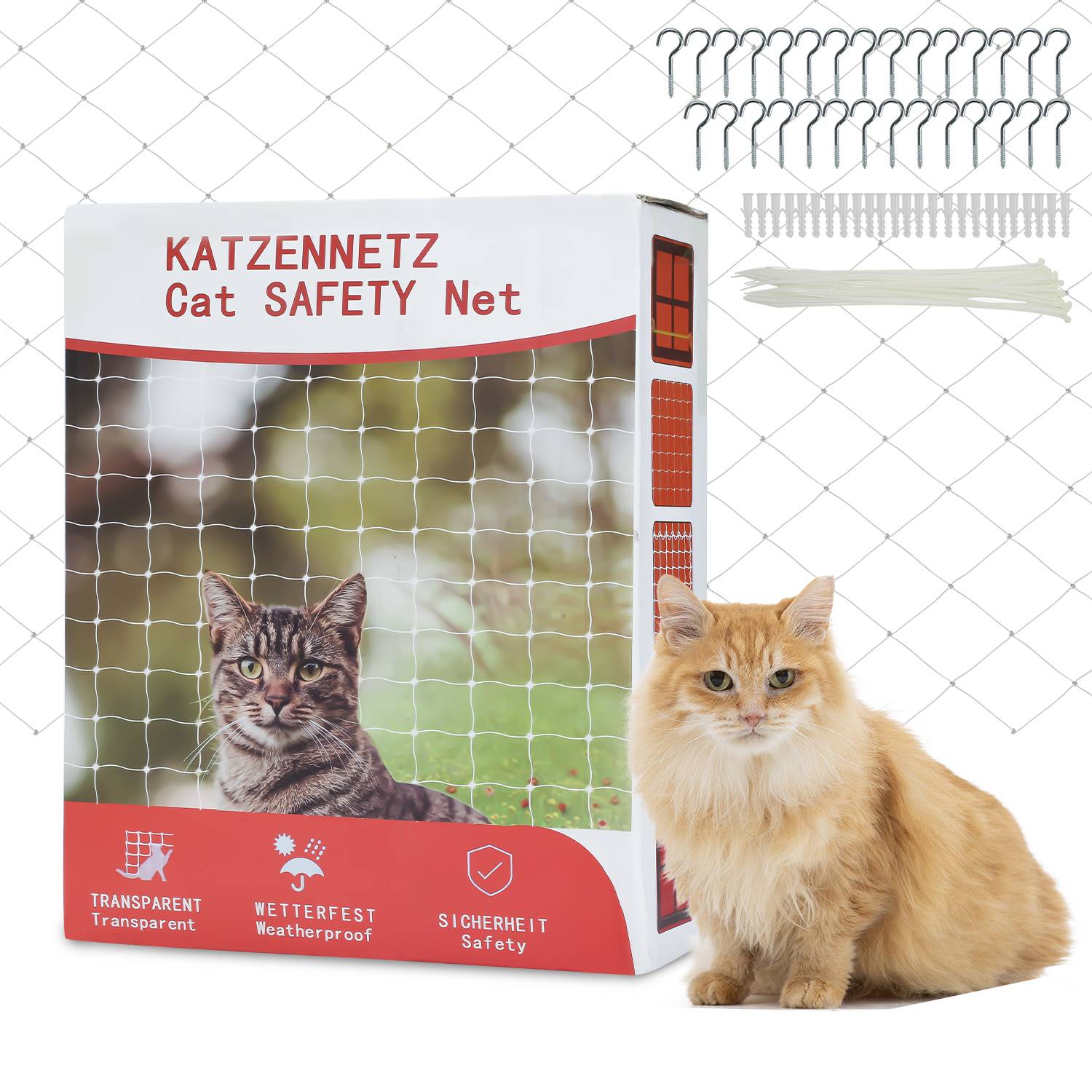 Katzennetz für Balkon Transparentes Katzennetz Fenster Balkonnetze für Katzen ohne Bohren 3x8m