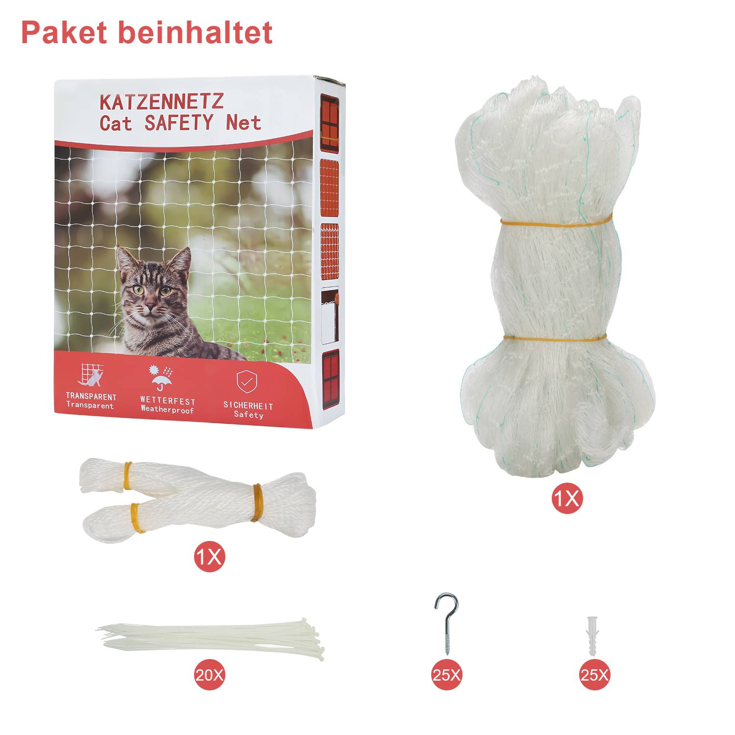 Katzennetz für Balkon Transparentes Katzennetz Fenster Balkonnetze für Katzen ohne Bohren 3x8m