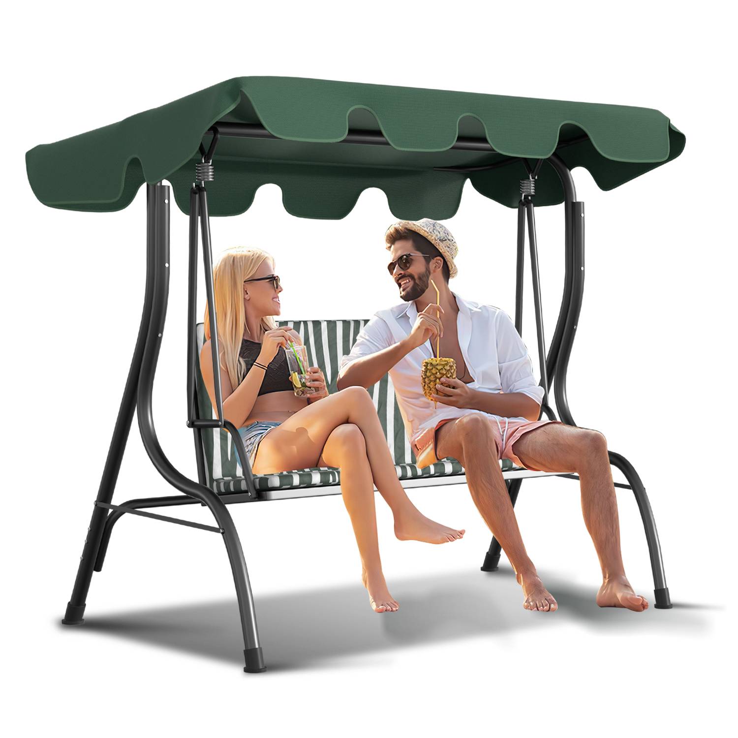 Sonnendach Ersatzdach Universal Hollywoodschaukel 3 Sitzer Ersatz Bezug Sonnendach Schaukel Dach Plane Grün 210x145cm