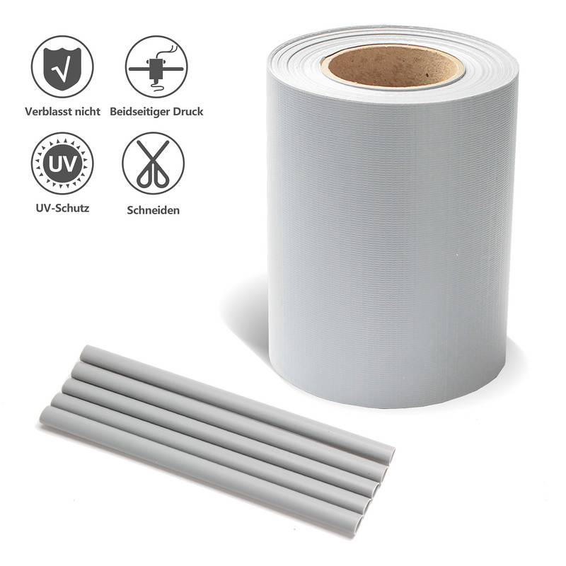 Sichtschutzstreifen PVC Doppelstabmatten Zaun Windschutz 2 Rollen á 50m x 19cm Grau