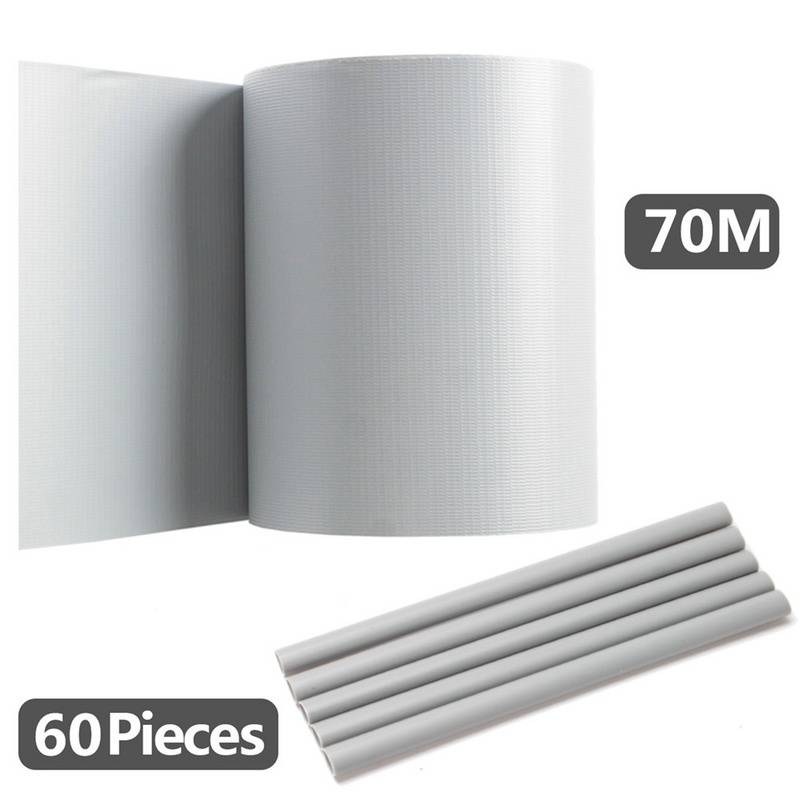 Sichtschutzstreifen PVC Doppelstabmatten Zaun Windschutz 70m x 19 cm Grau