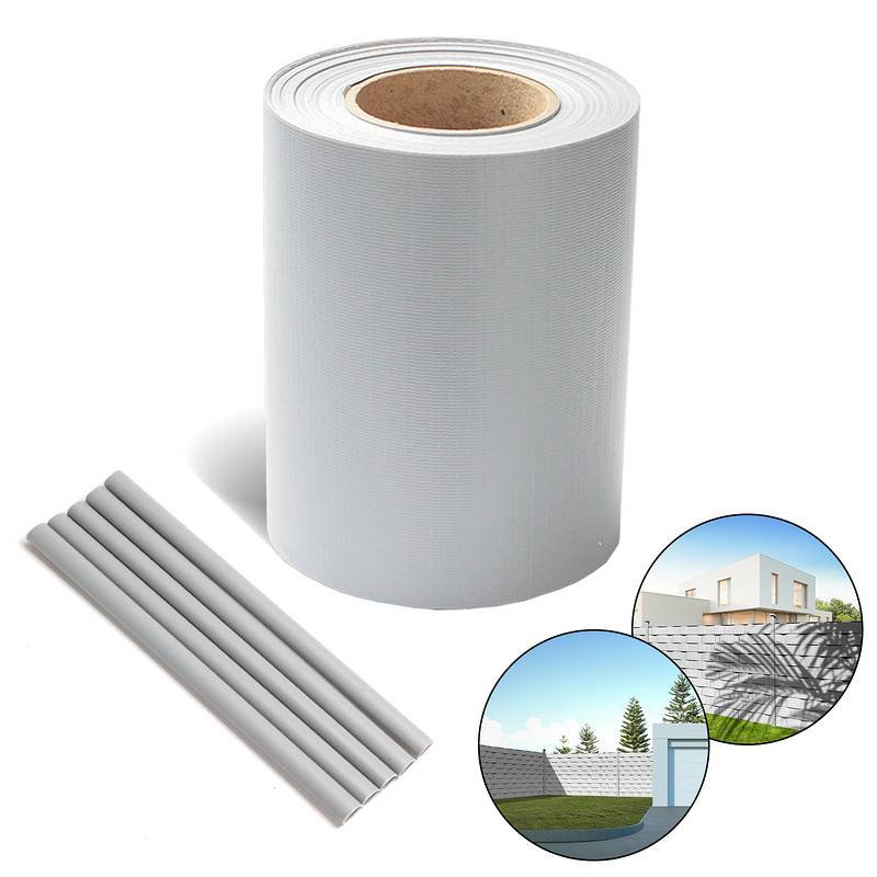 Sichtschutzstreifen PVC Doppelstabmatten Zaun Windschutz 2 Rollen á 70m x 19cm Grau