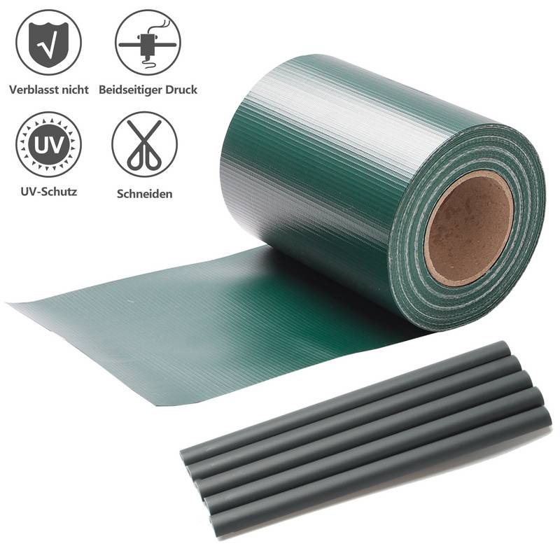 Sichtschutzstreifen PVC Doppelstabmatten Zaun Windschutz 2 Rollen á 70m x 19cm Grün