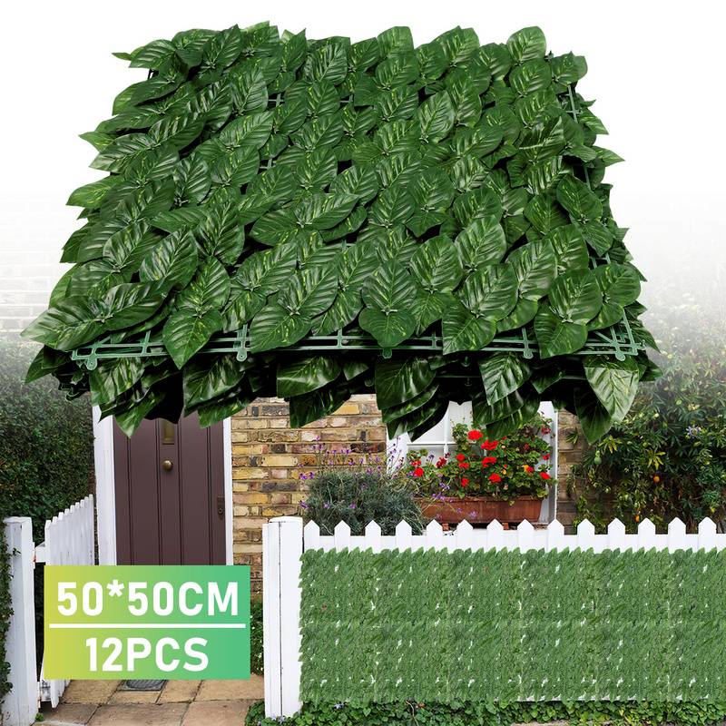 Sichtschutzhecke Windschutz 1*3M Efeu Sichtschutz Balkonverkleidung Blätterzaun,Vanille