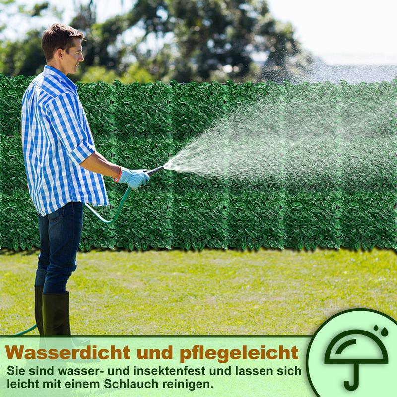 Sichtschutzhecke Windschutz 1*3M Efeu Sichtschutz Balkonverkleidung Blätterzaun,Vanille
