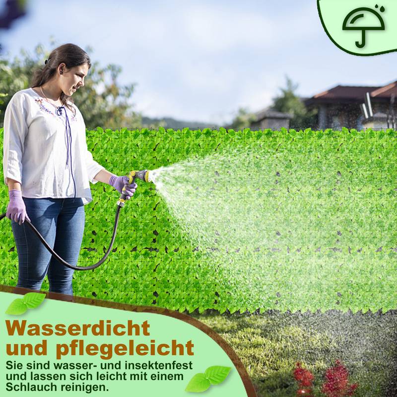 Sichtschutzhecke Windschutz 1*3M Efeu Sichtschutz Balkonverkleidung Blätterzaun,grün