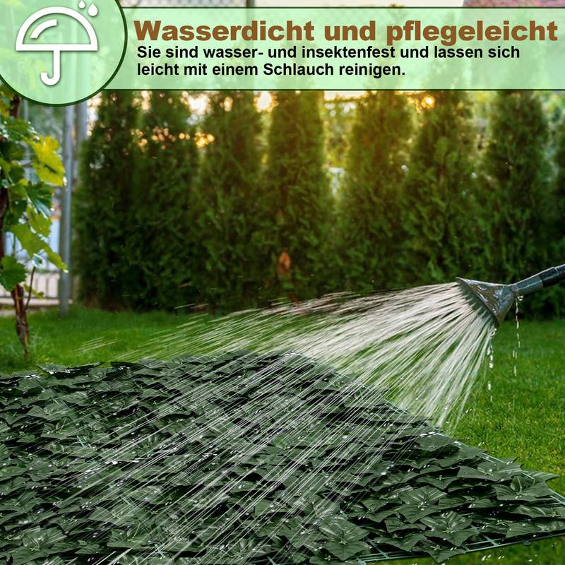 Sichtschutzhecke Windschutz 1*3M Efeu Sichtschutz Balkonverkleidung Blätterzaun,Dunkelgrün