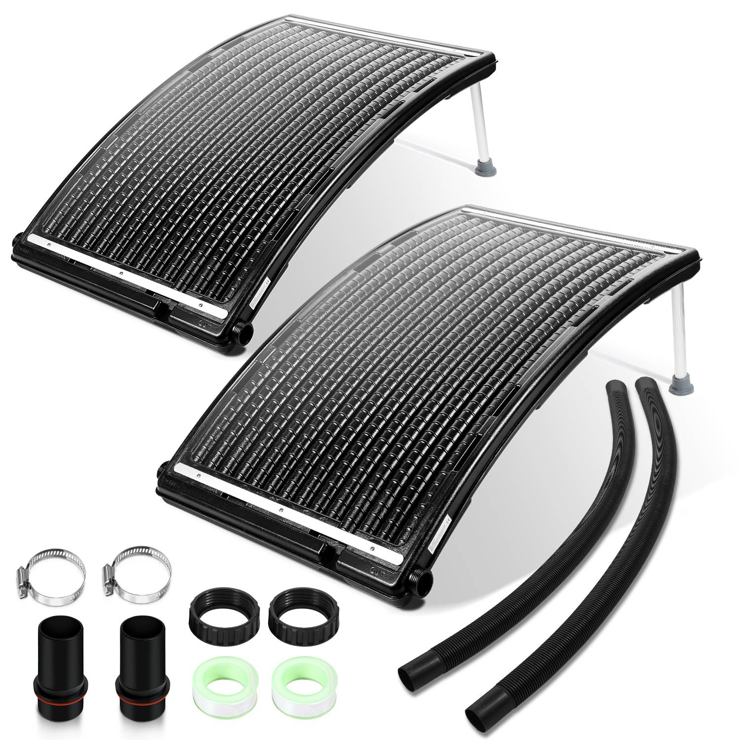 2x Sonnenkollektor Solar Poolheizung 110 x 65 x 15 cm Solarheizung für Warmwasser Pool Solarheizung, 15 L Warmwasser Pool - Gebogen Typ