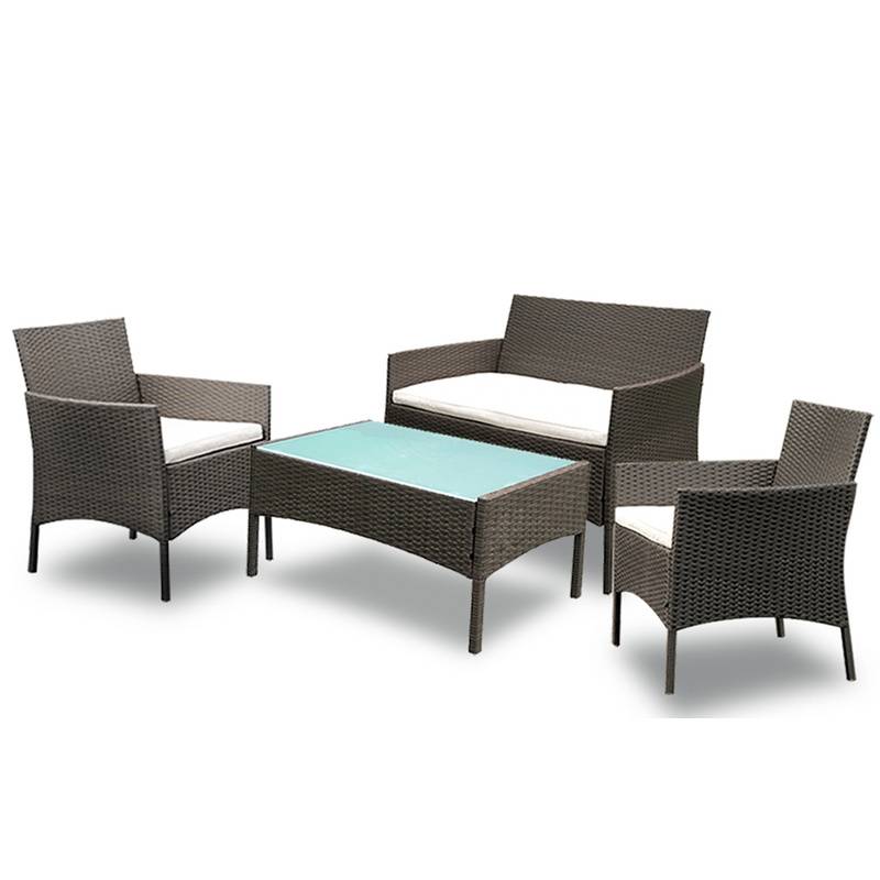 Polyrattan Gartenmöbel-Set - Tisch, Sofa & 2 Stühle - Braun