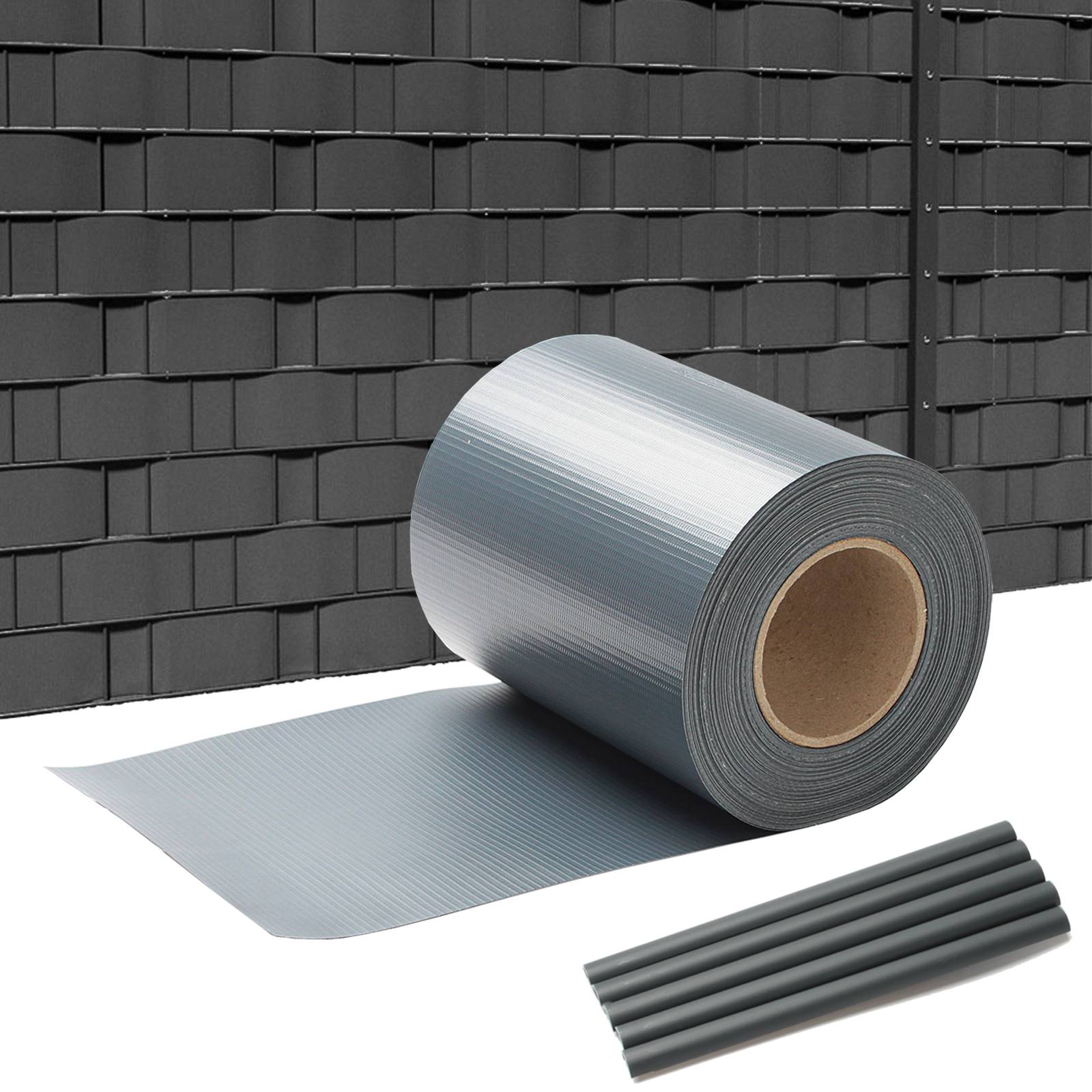 Sichtschutzstreifen PVC Sichtschutzstreifen Windschutzstreifen Doppelstabmatten 35m Grau