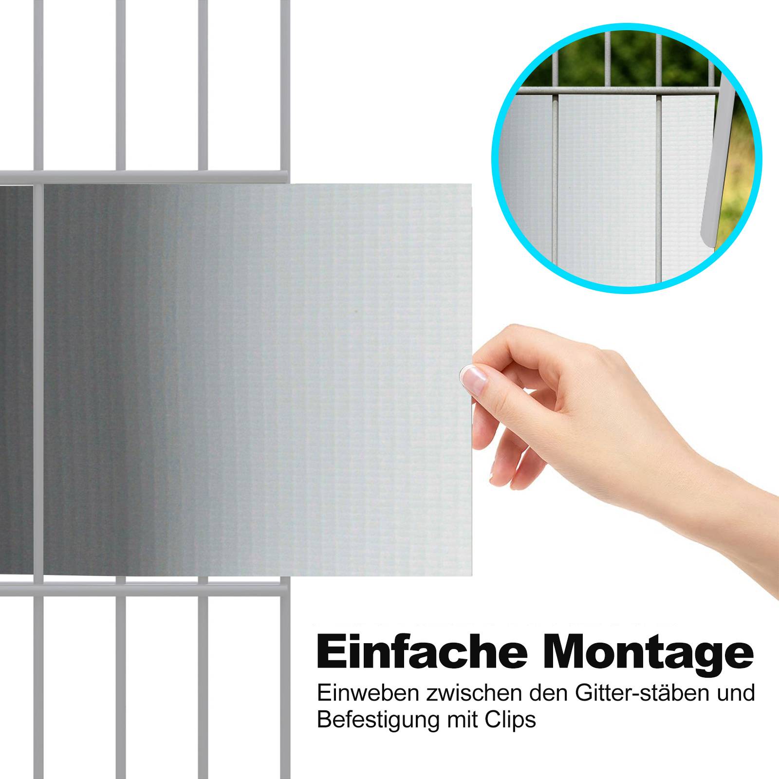 Sichtschutzstreifen PVC Windschutzstreifen Doppelstabmatten 100m Hellgrau